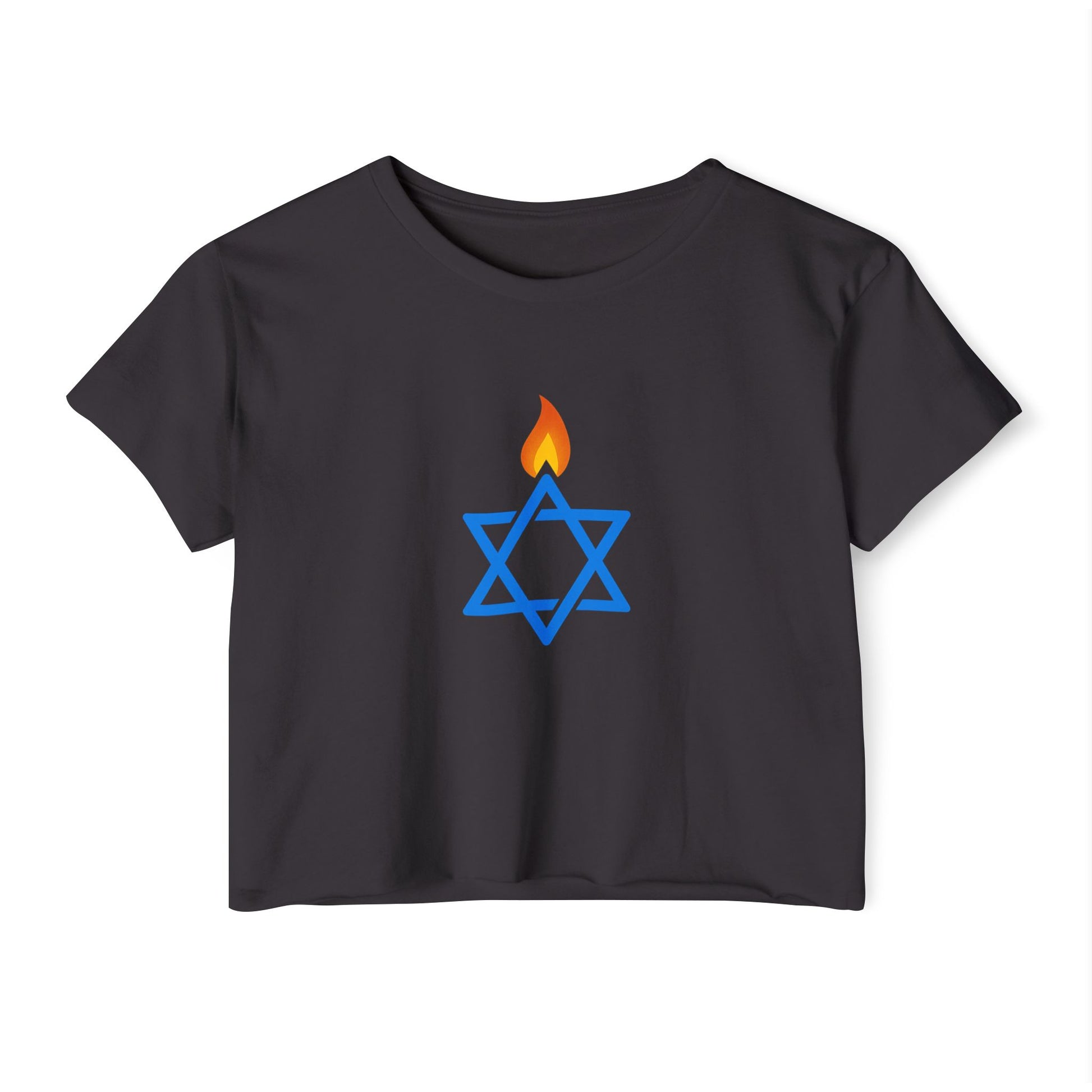 Fire Stars Of David Women's Festival Crop Top - American Zionist
