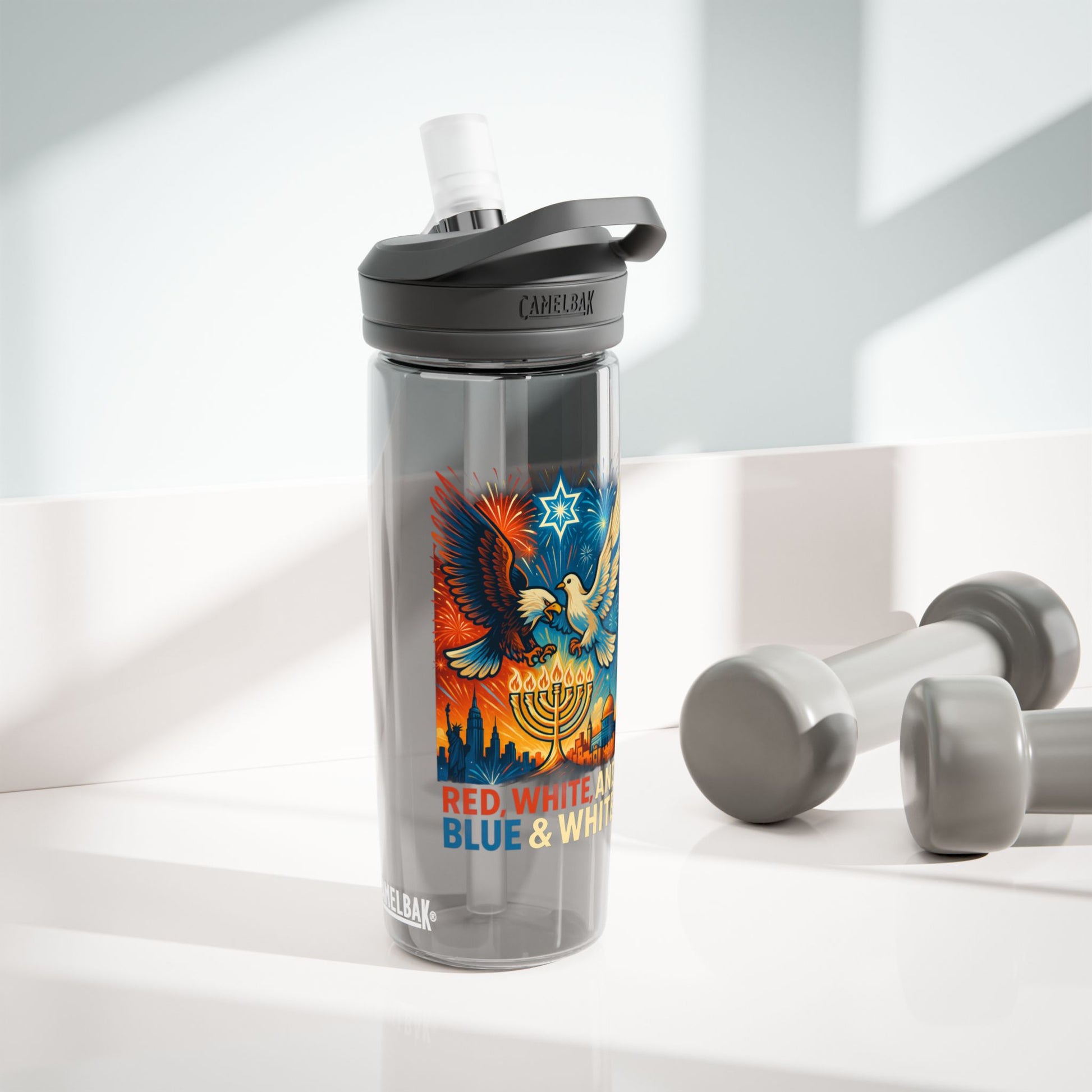 Red White And Blue Water Bottle, 20oz\25oz - American Zionist