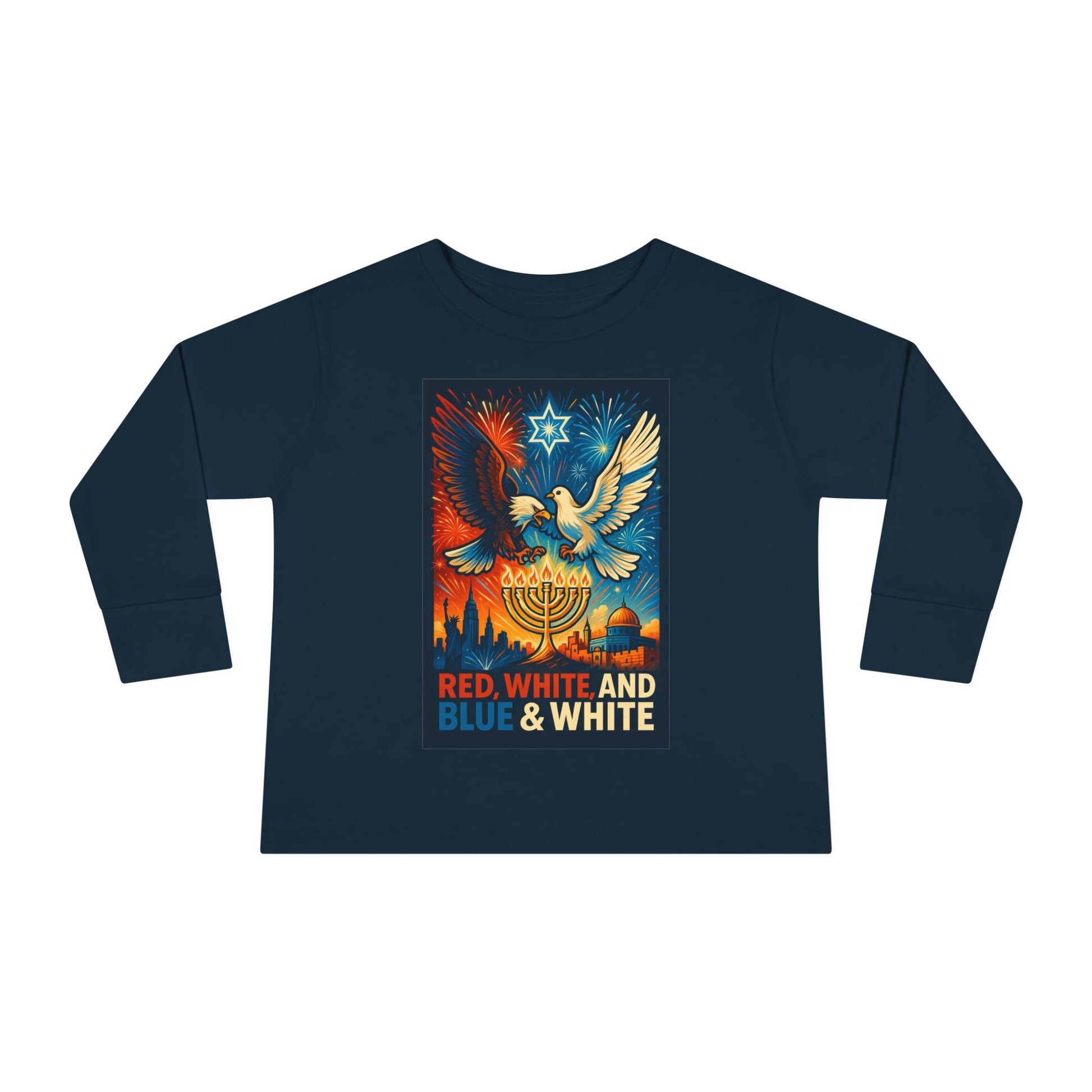 Red White and Blue Toddler Long Sleeve Tee - American Zionist