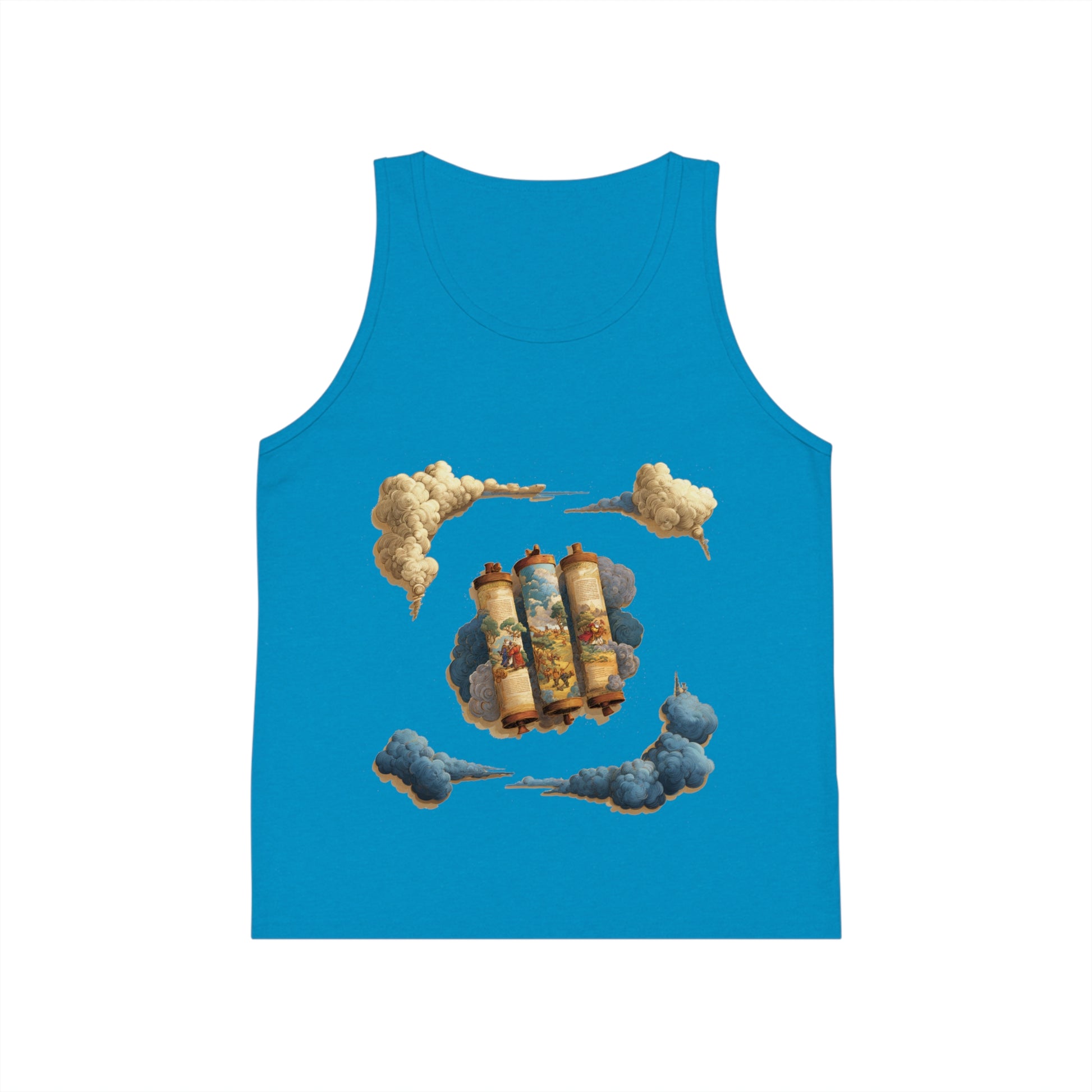 Cloudy Scroll of Moses Transparent Kid's Jersey Tank Top - American Zionist