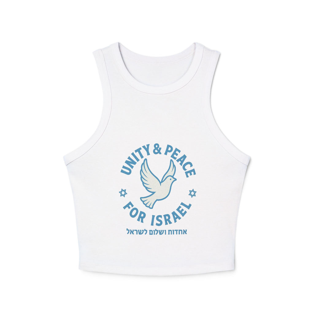 Unity Peace For Israel Women's Micro Rib Racer Tank Top - American Zionist