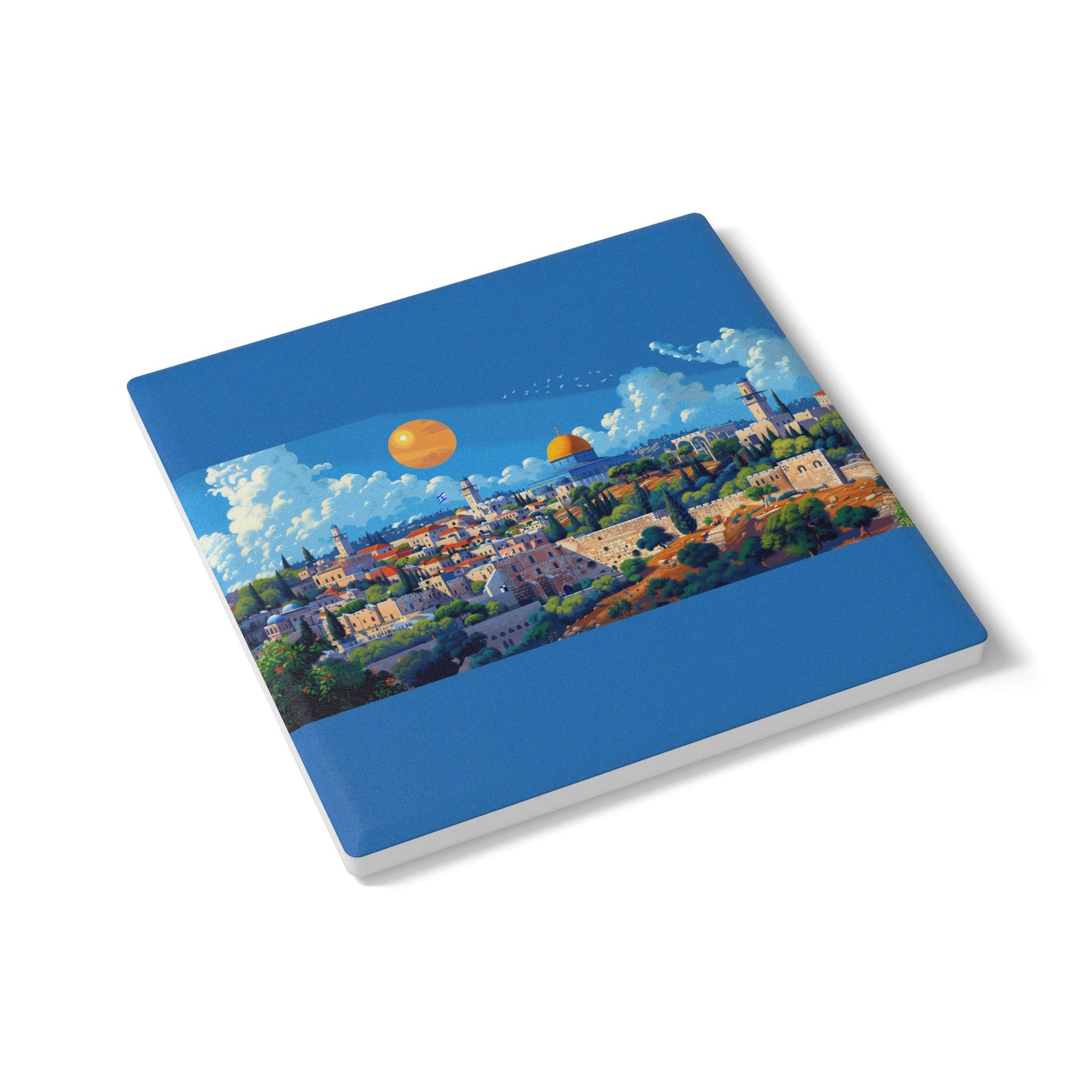Jerusalem City Skyline Ceramic Coaster - American Zionist