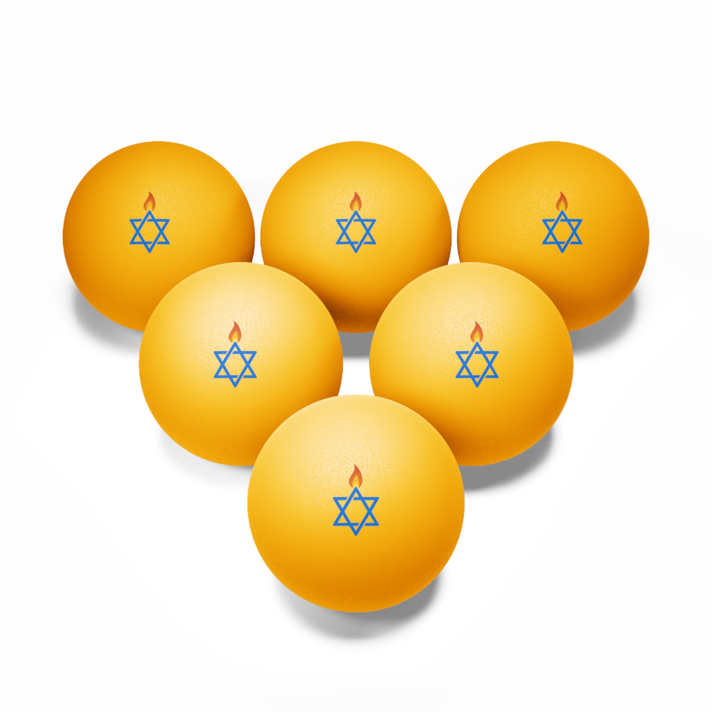 Fire Stars Of David Table Tennis Balls, 6pcs - American Zionist