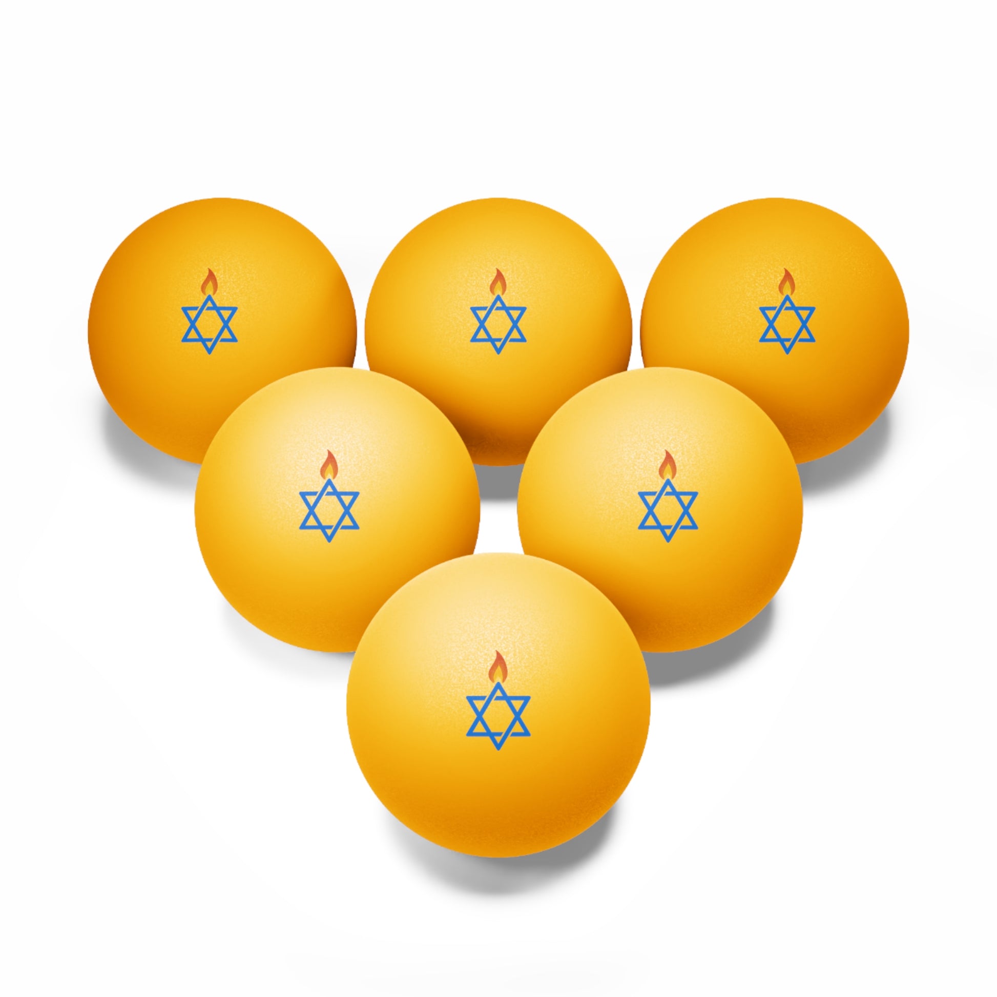 Fire Stars Of David Table Tennis Balls, 6pcs - American Zionist