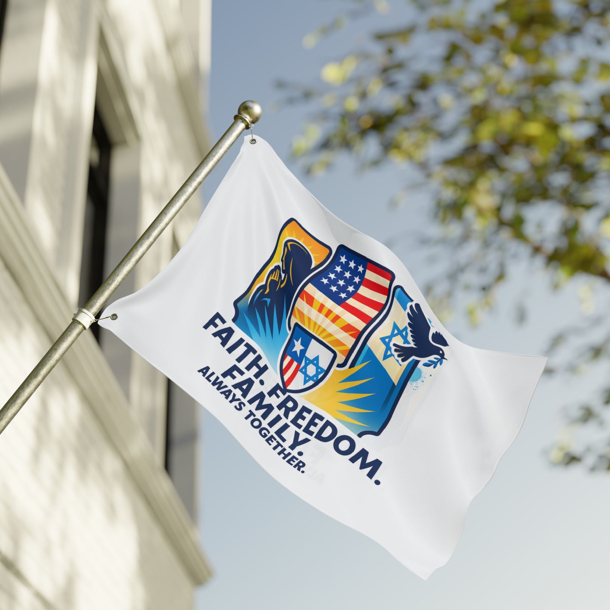Faith, Freedom, Family Double Sided Flag - American Zionist