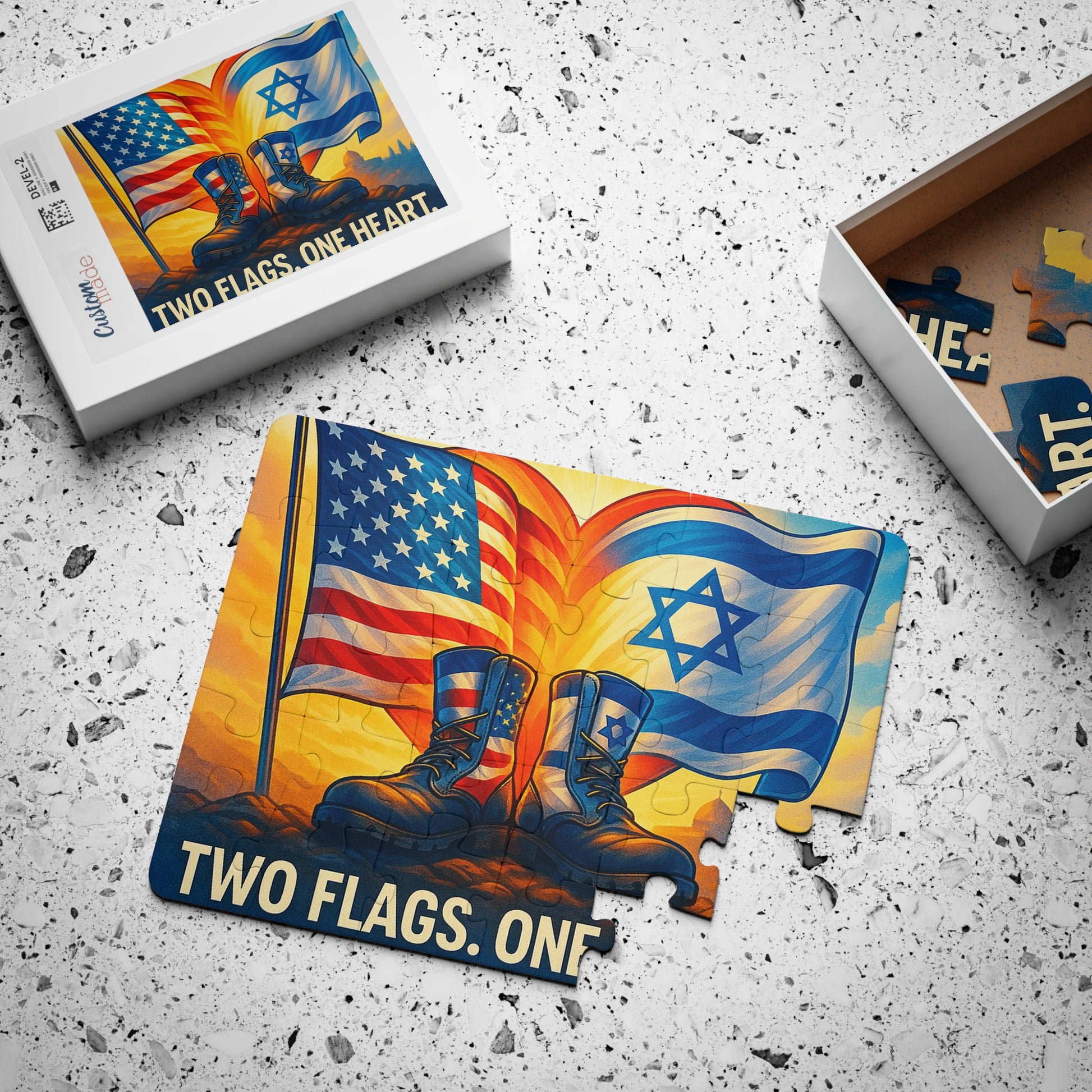 Two Flags. One Heart Kids' Puzzle, 30 - Piece - American Zionist