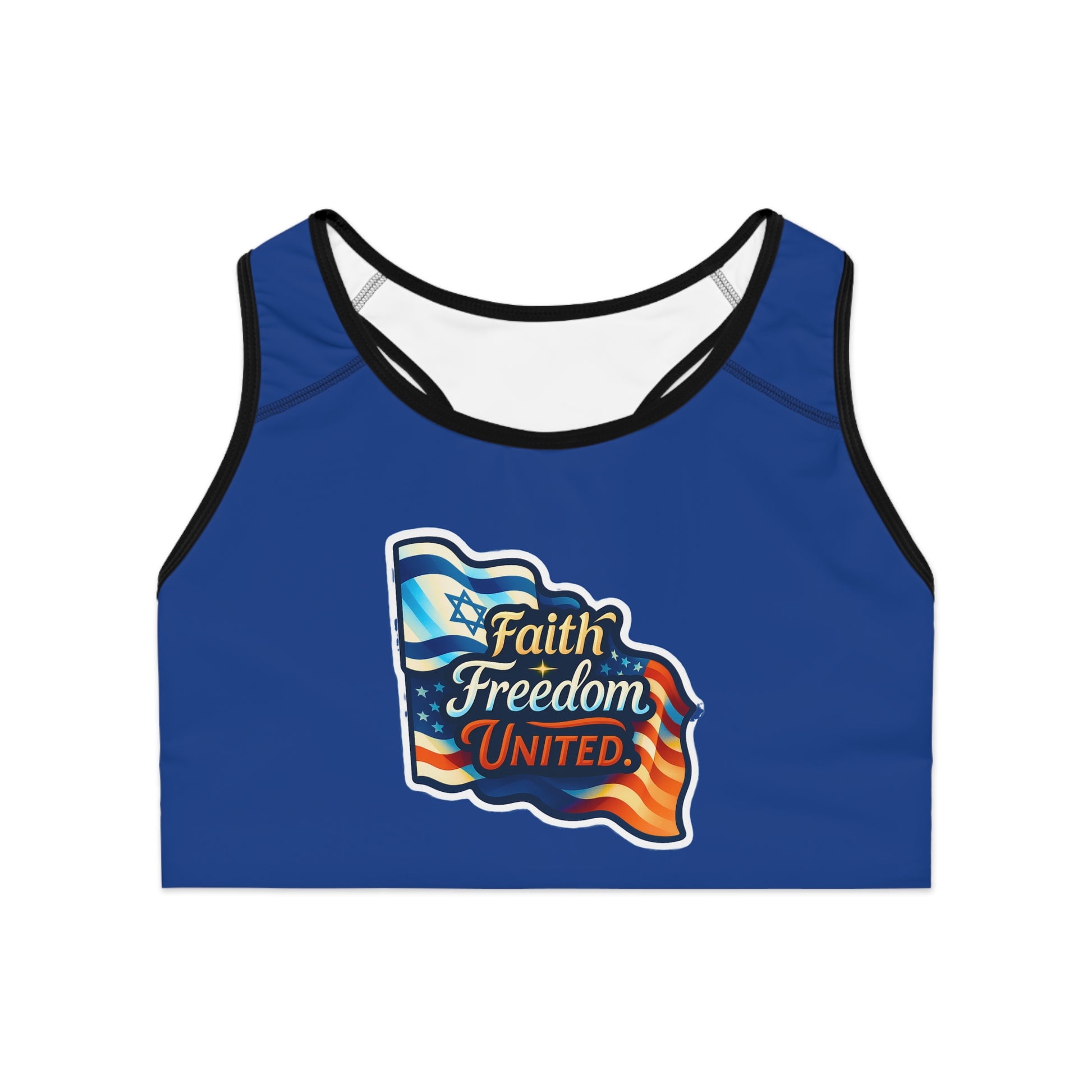 Faith freedom United Sports Bra (AOP) - American Zionist
