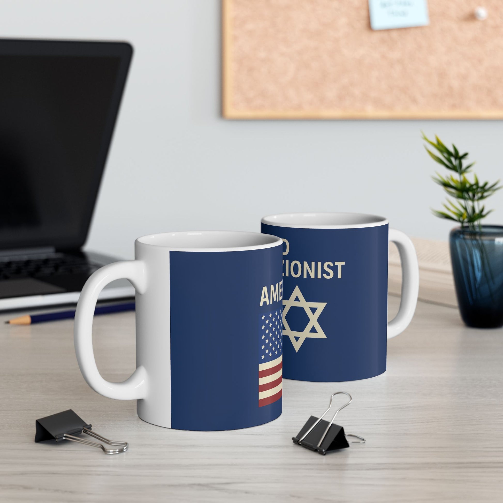 Blue Proud American Zionist Ceramic Mug, (11oz, 15oz) - American Zionist