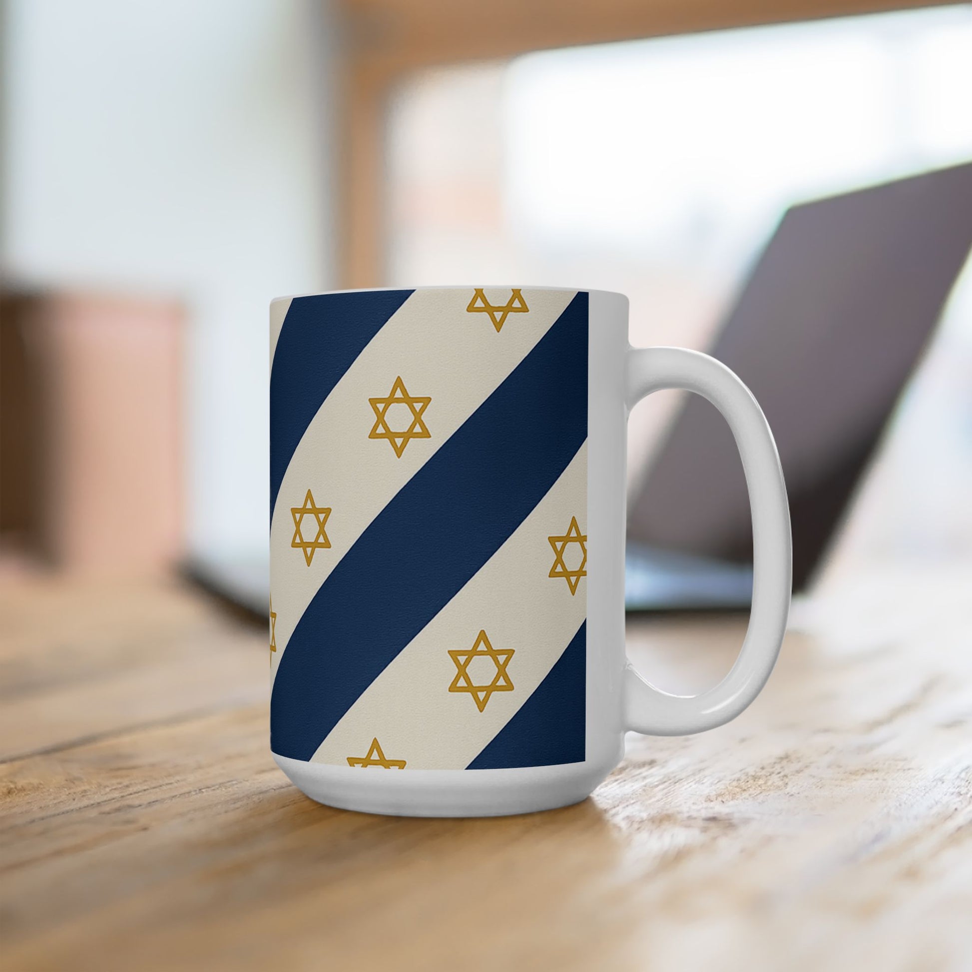 Israel Regalia Stripe Ceramic Mug, (11oz, 15oz) - American Zionist