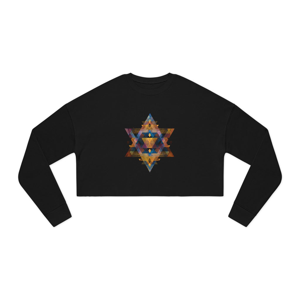 Star of David Geometric Women's Cropped Sweatshirt - American Zionist