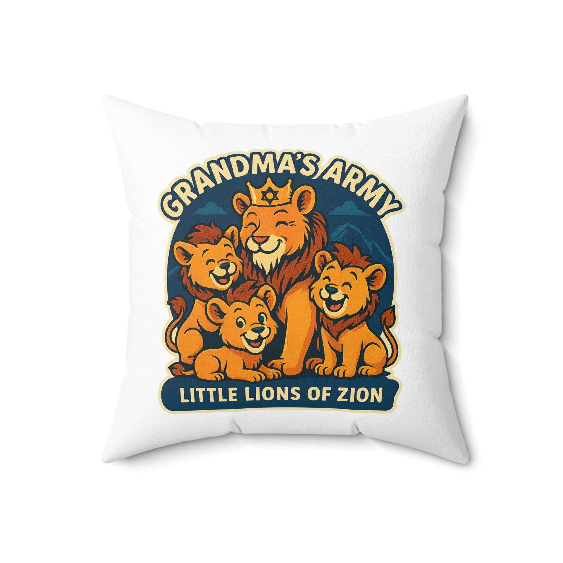 Grandma's Little Lions Spun Polyester Square Pillow - American Zionist