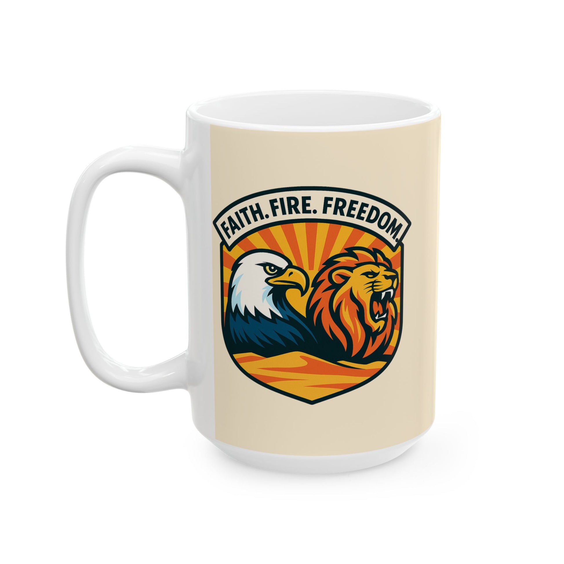 Lions Eagles Rise Ceramic Mug, (11oz, 15oz) - American Zionist