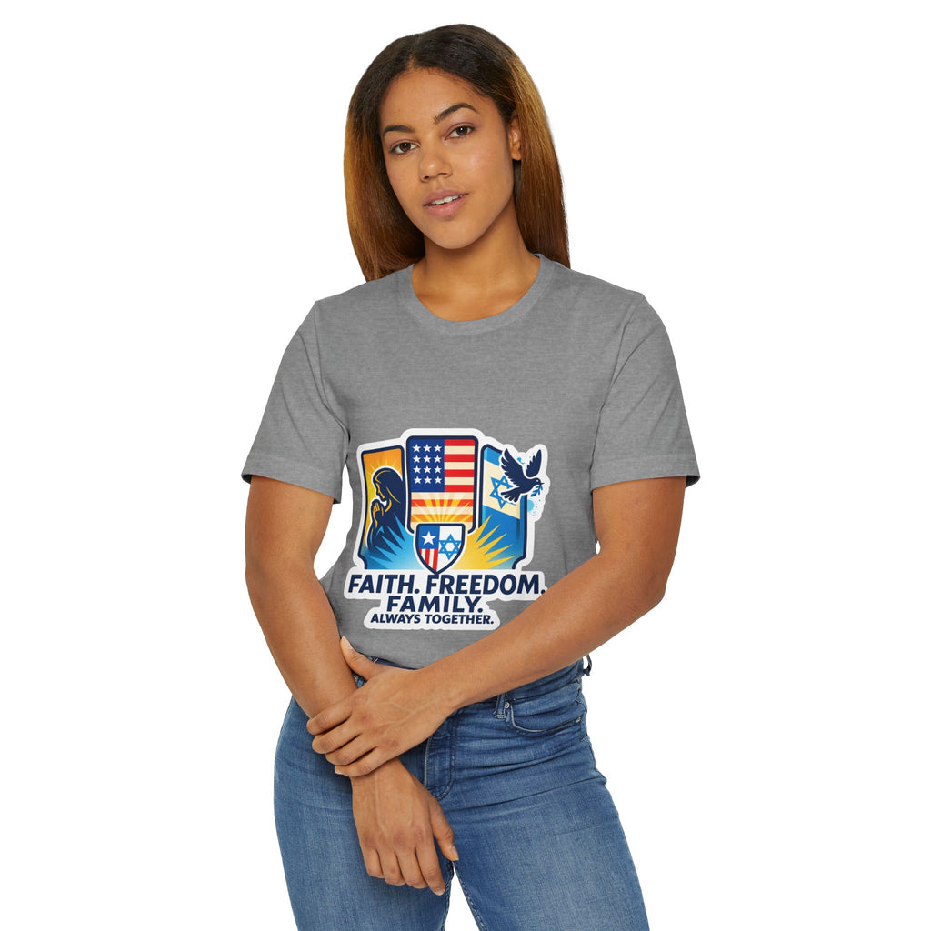 Faith Freedom Family Unisex Jersey T-Shirt - American Zionist