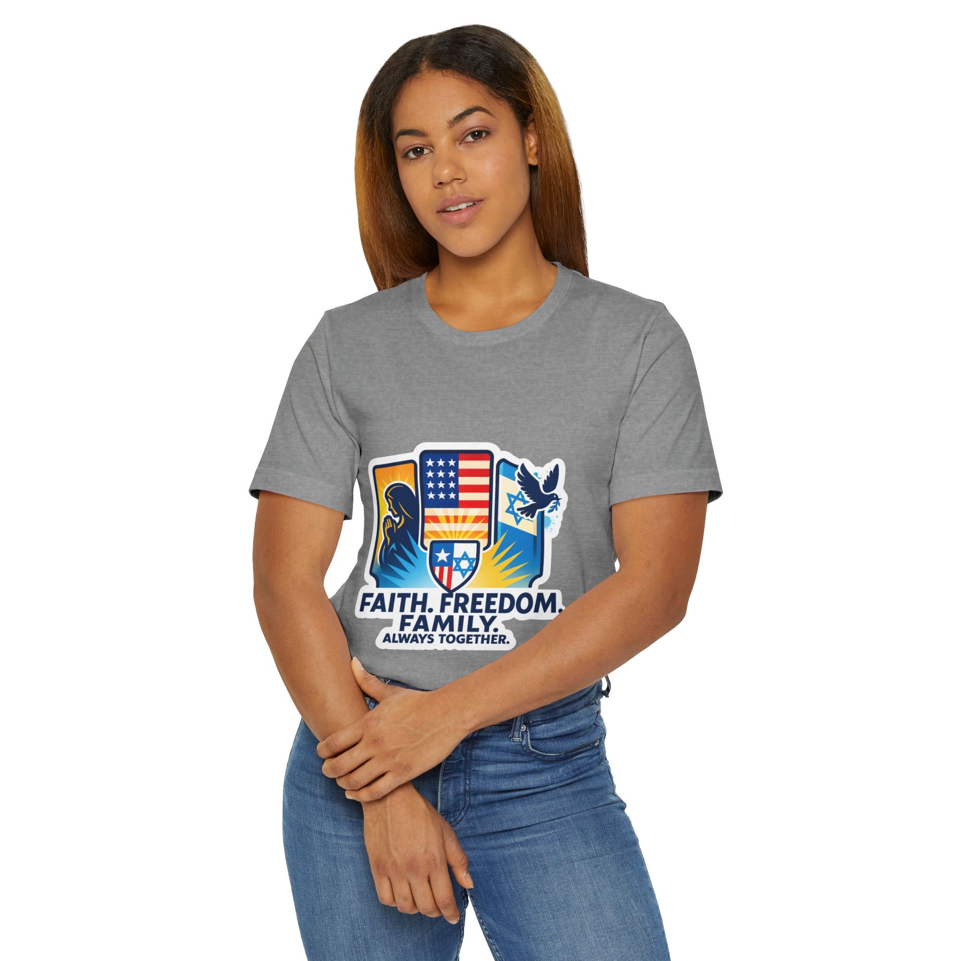 Faith Freedom Family Unisex Jersey T-Shirt - American Zionist