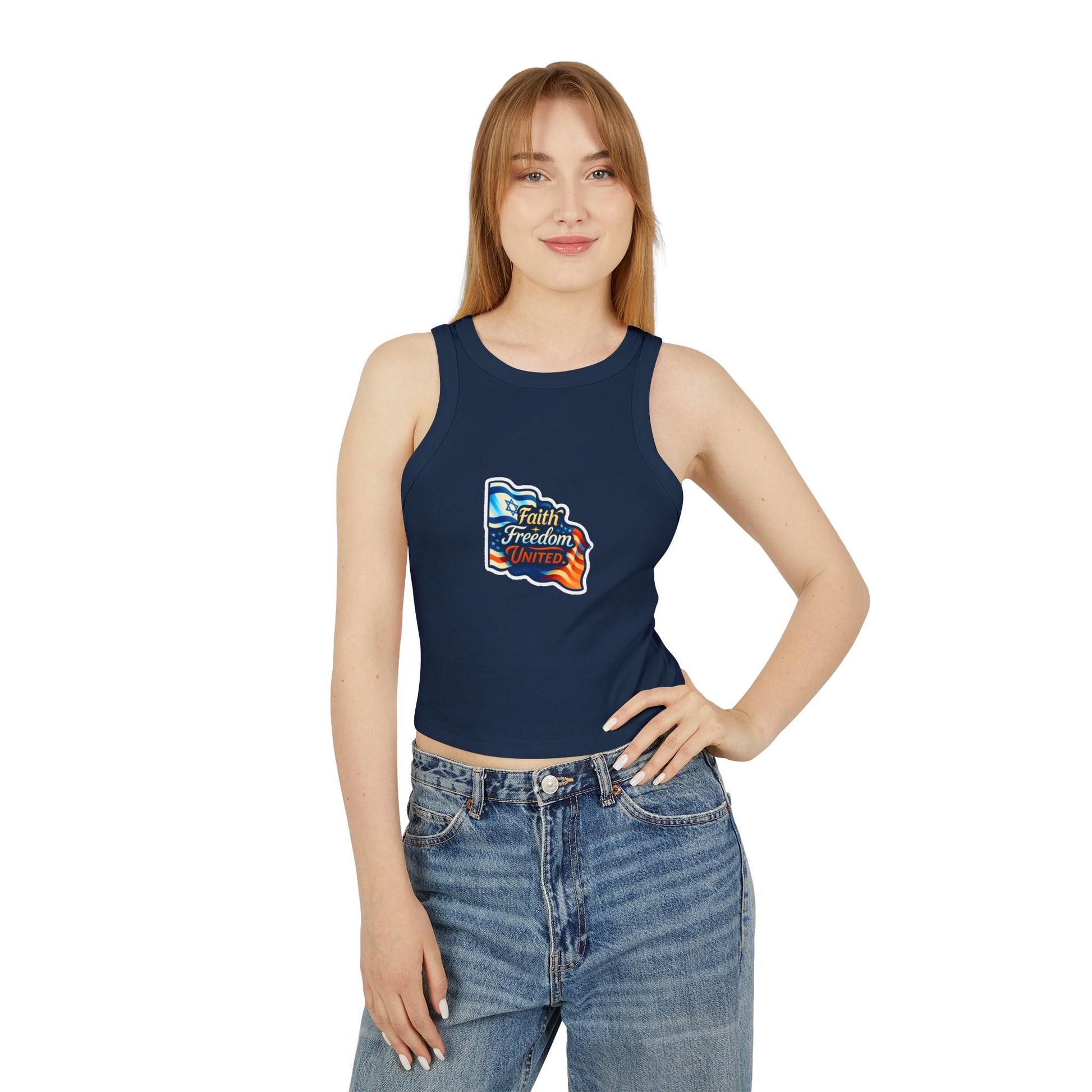 Faith Freedom United Women's Micro Rib Racer Tank Top - American Zionist