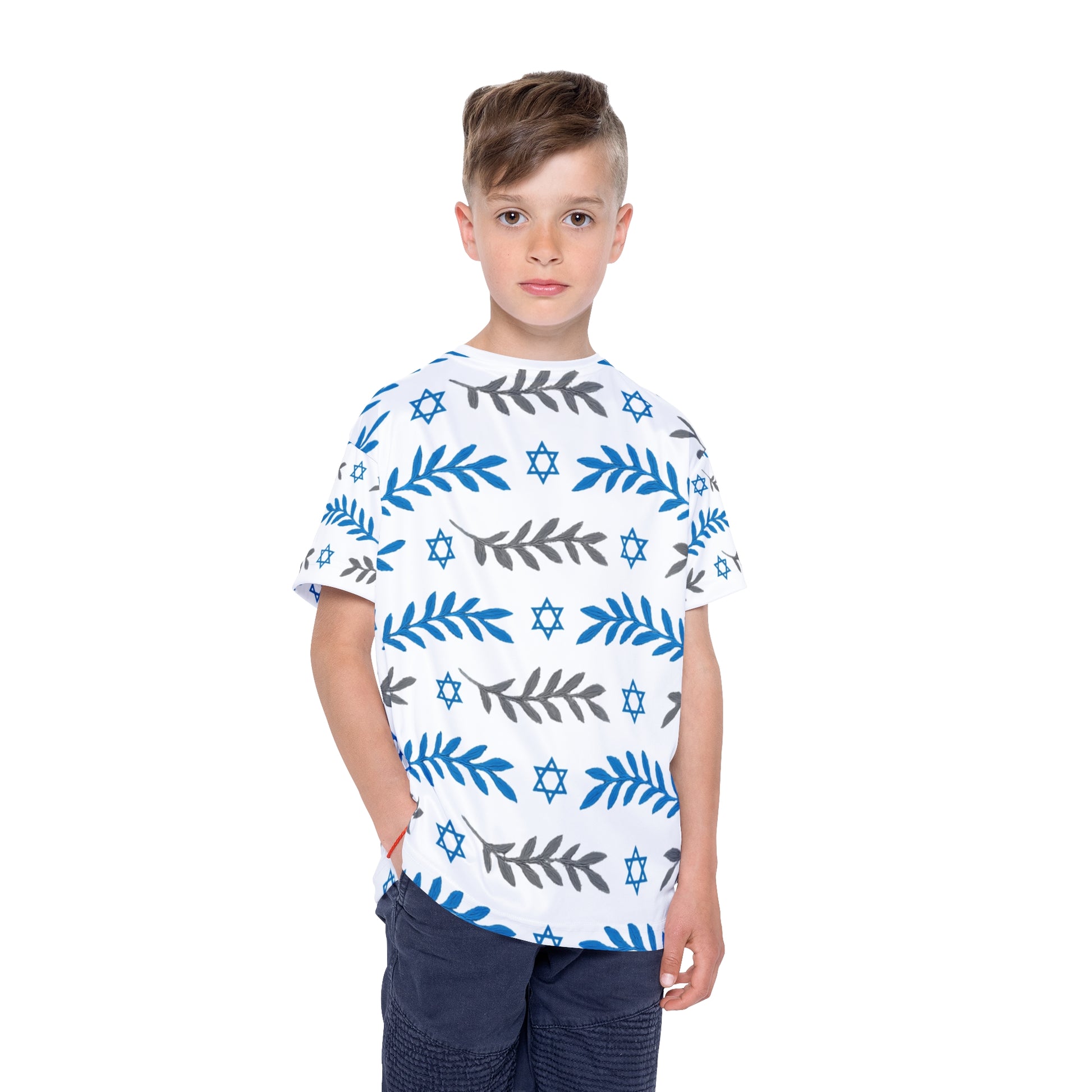 Olive and Shield Kids Sports Jersey (AOP) - American Zionist
