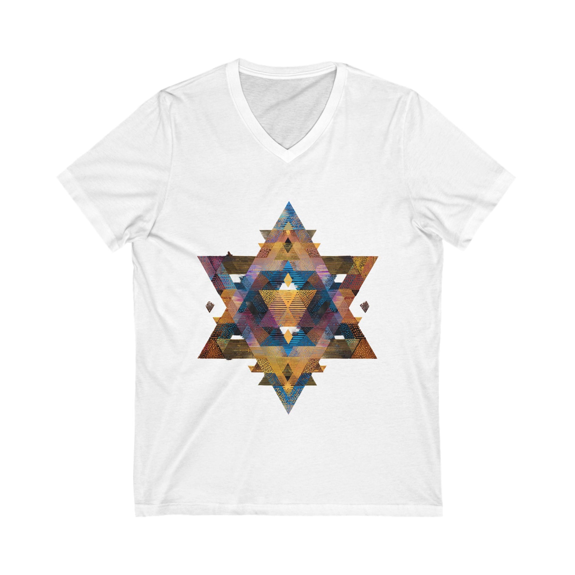 Star of David Geometric Unisex Jersey Short Sleeve V - Neck Tee - American Zionist