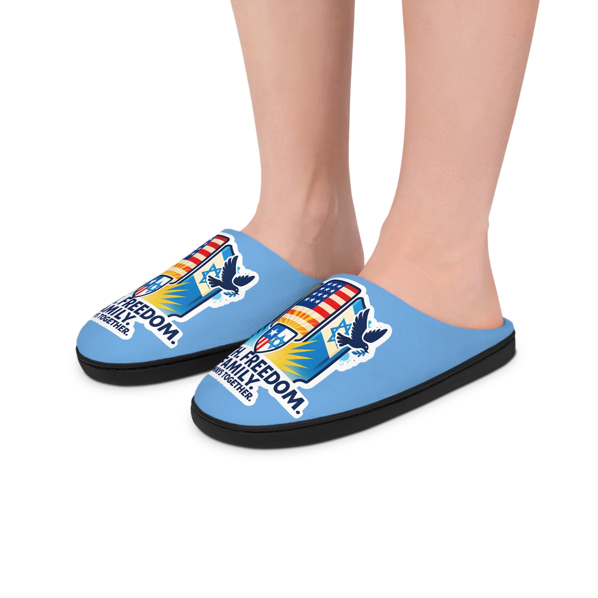 Faith Freedom Family Women's Indoor Slippers - American Zionist