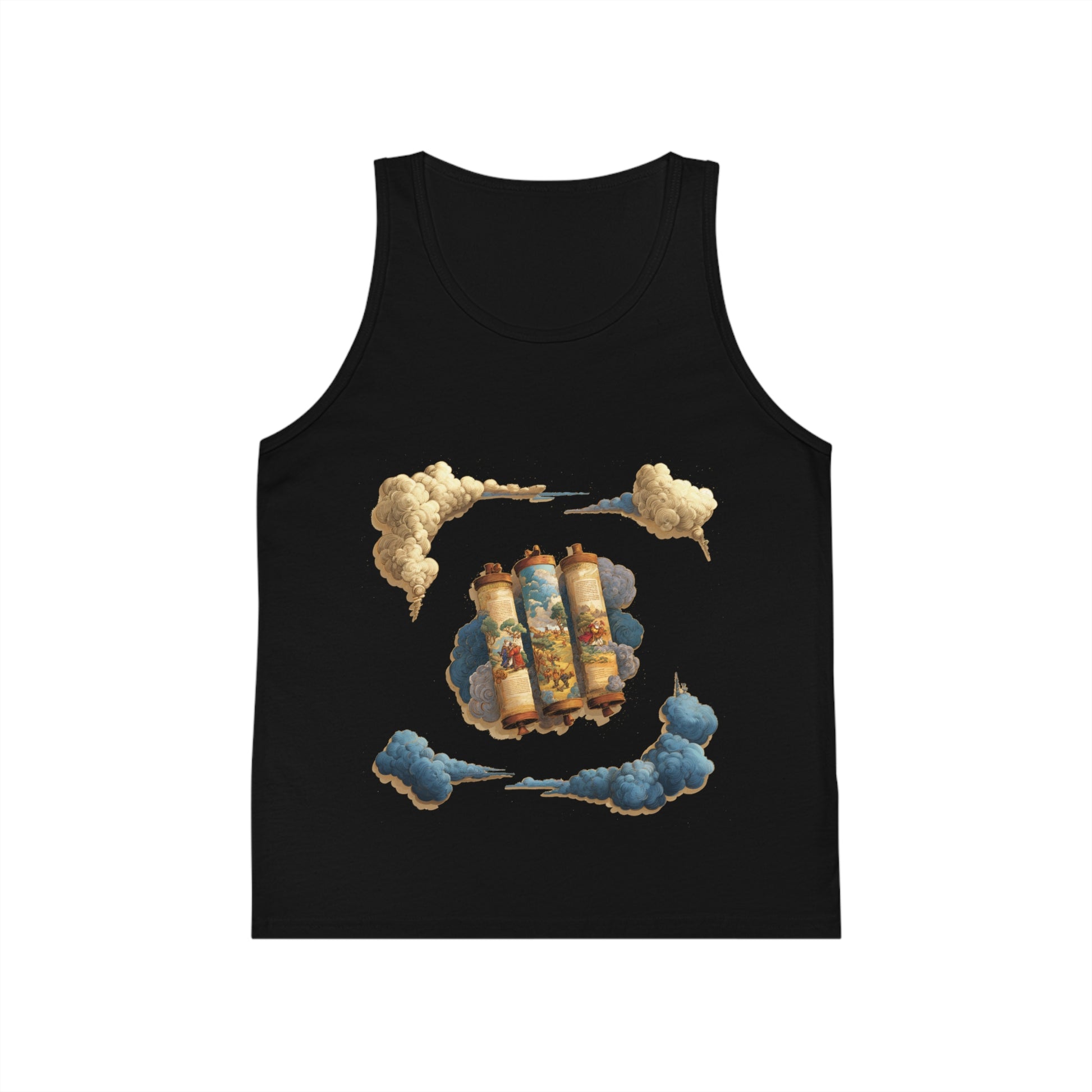 Cloudy Scroll of Moses Transparent Kid's Jersey Tank Top - American Zionist