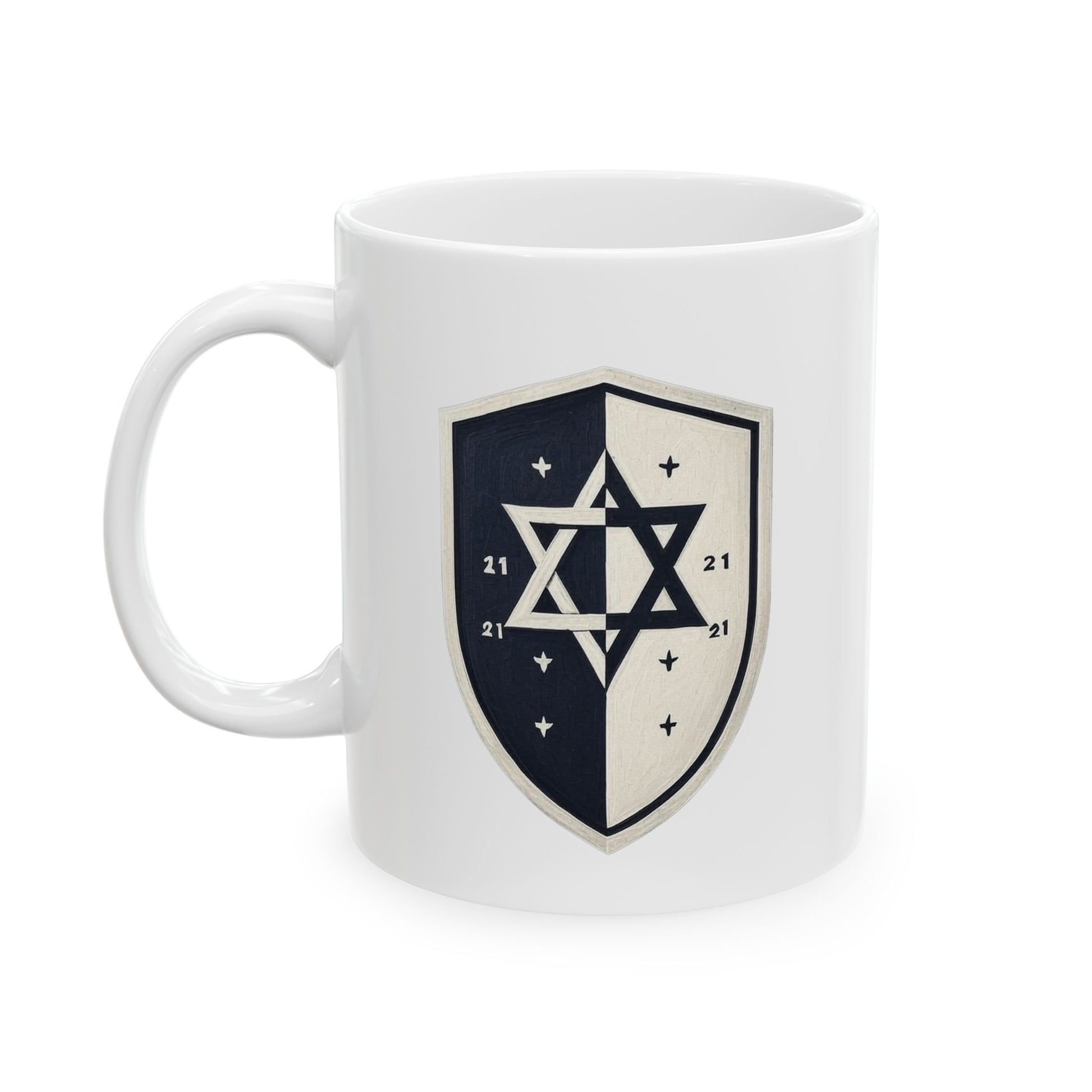 Black and White Shield Ceramic Mug 11oz, 15oz