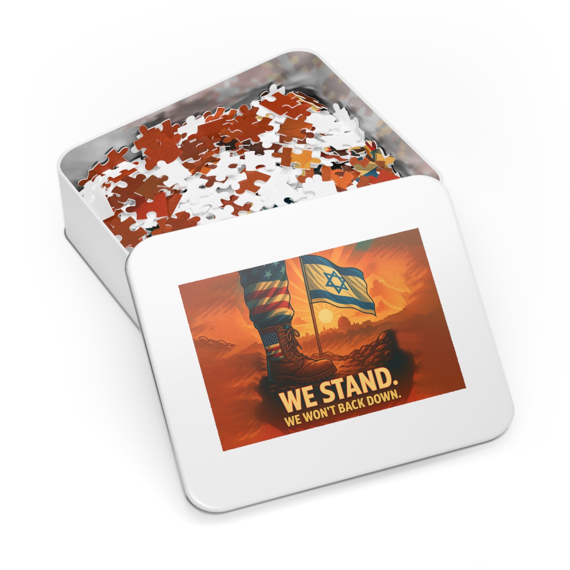 We Stand Jigsaw Puzzle with Tin - American Zionist