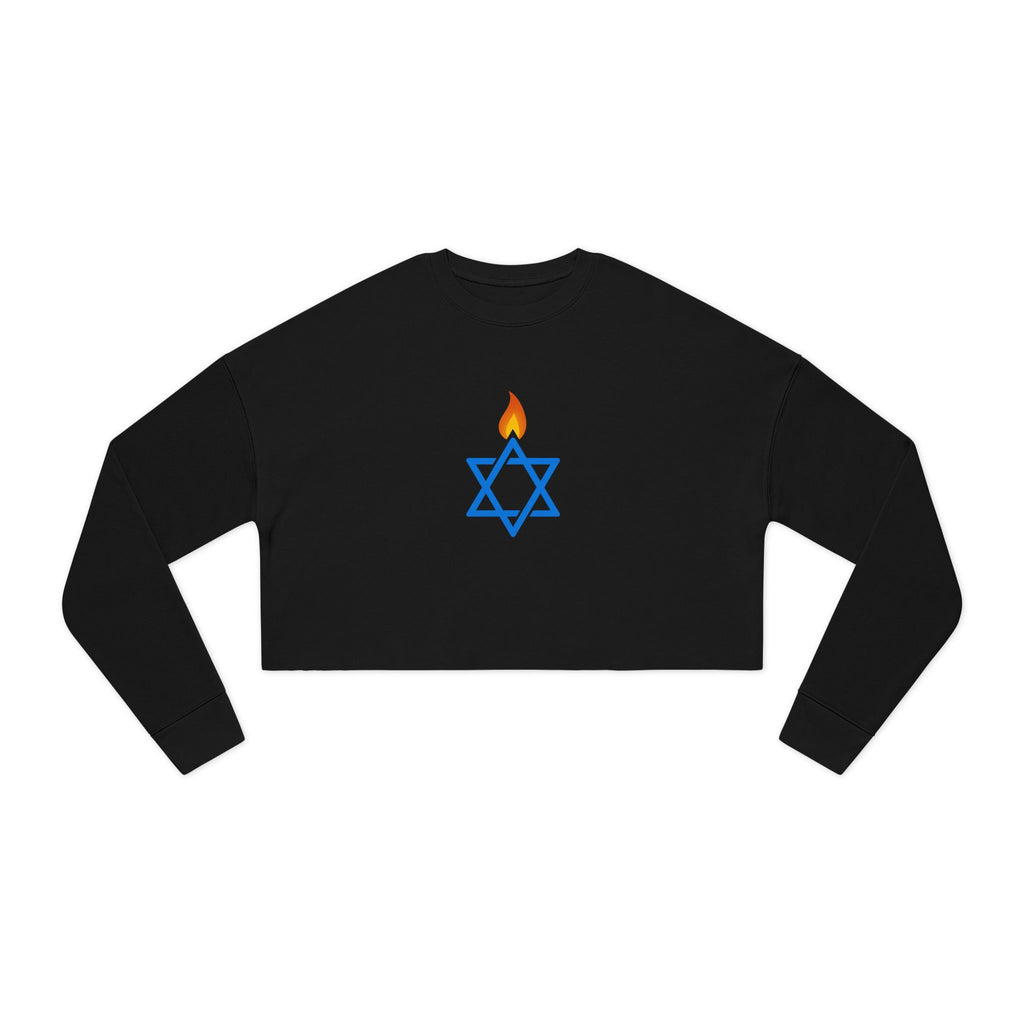 Fire Stars Of David Women's Cropped Sweatshirt - American Zionist