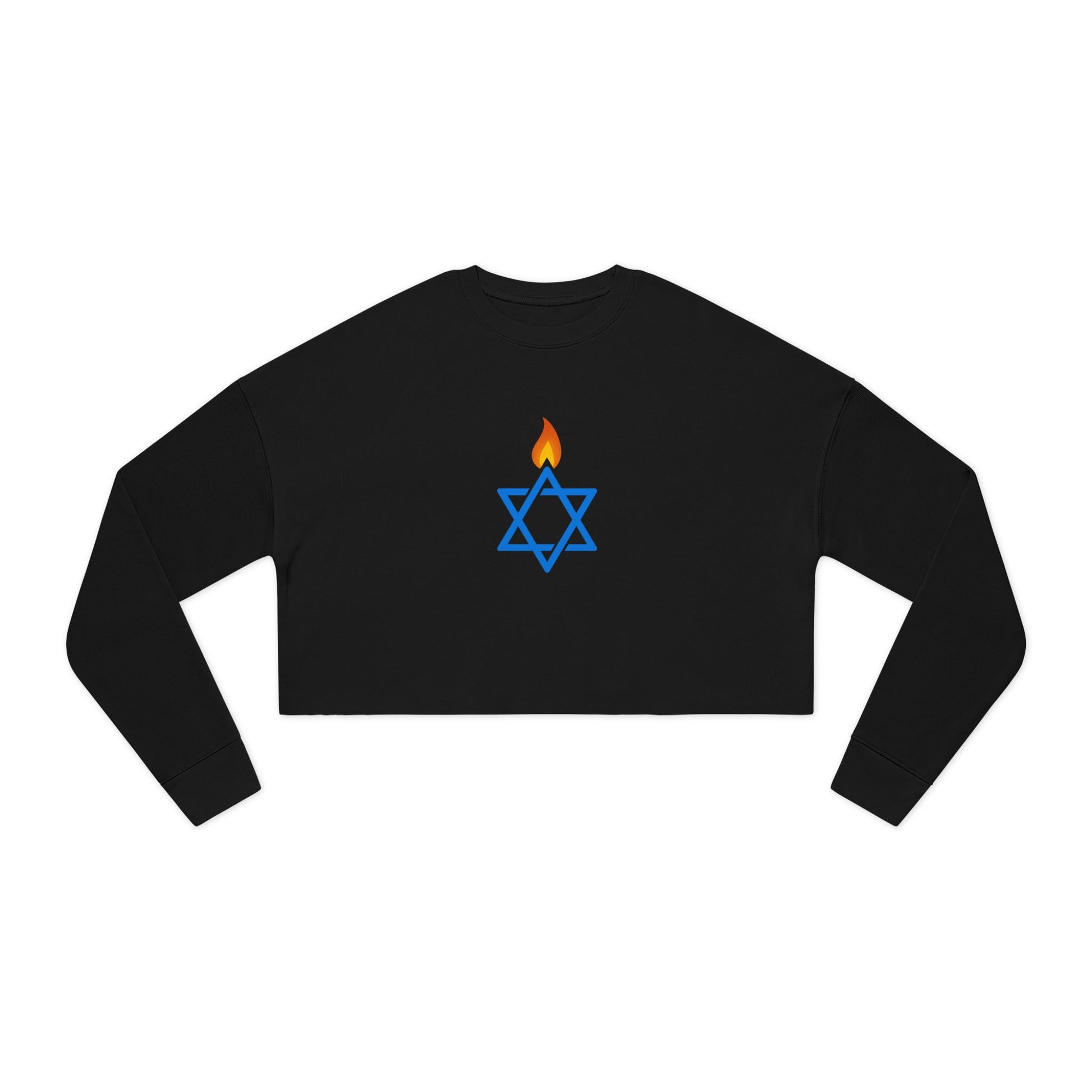 Fire Stars Of David Women's Cropped Sweatshirt - American Zionist