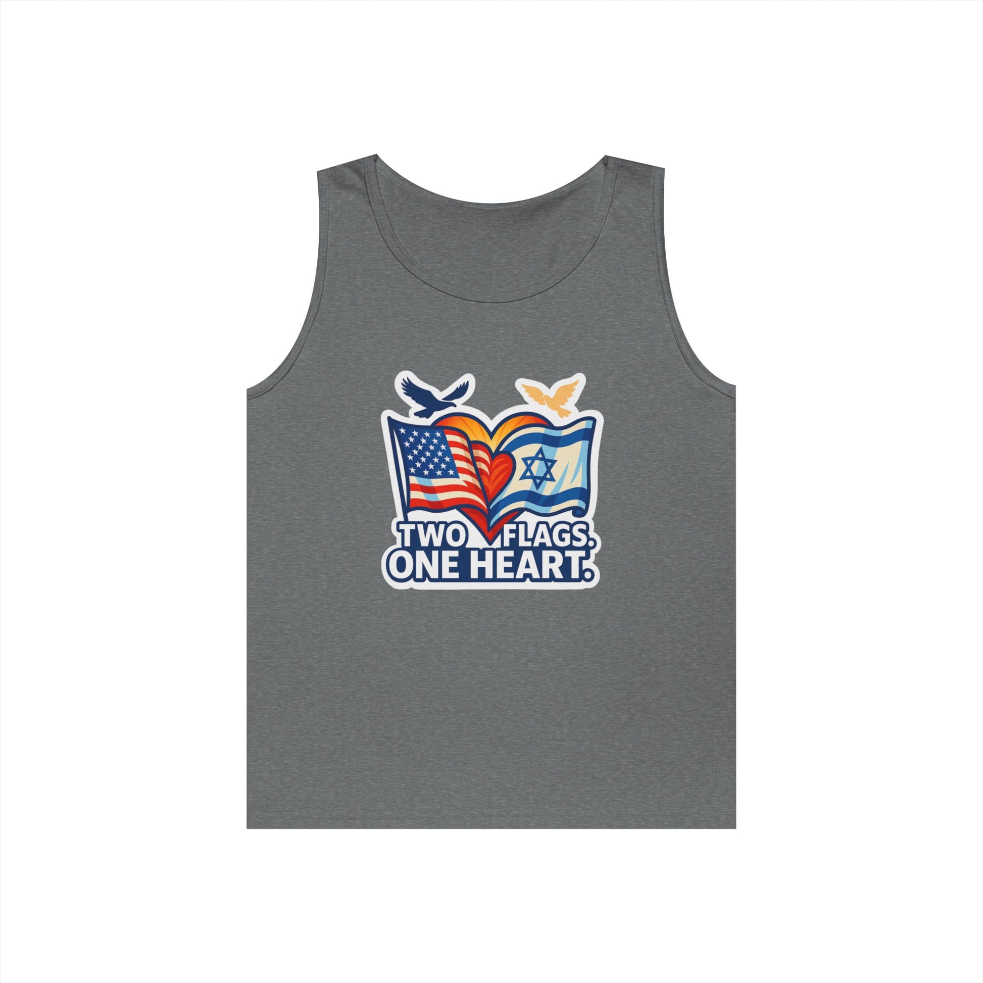 Two Flags. One Heart Unisex Heavy Cotton Tank Top - American Zionist