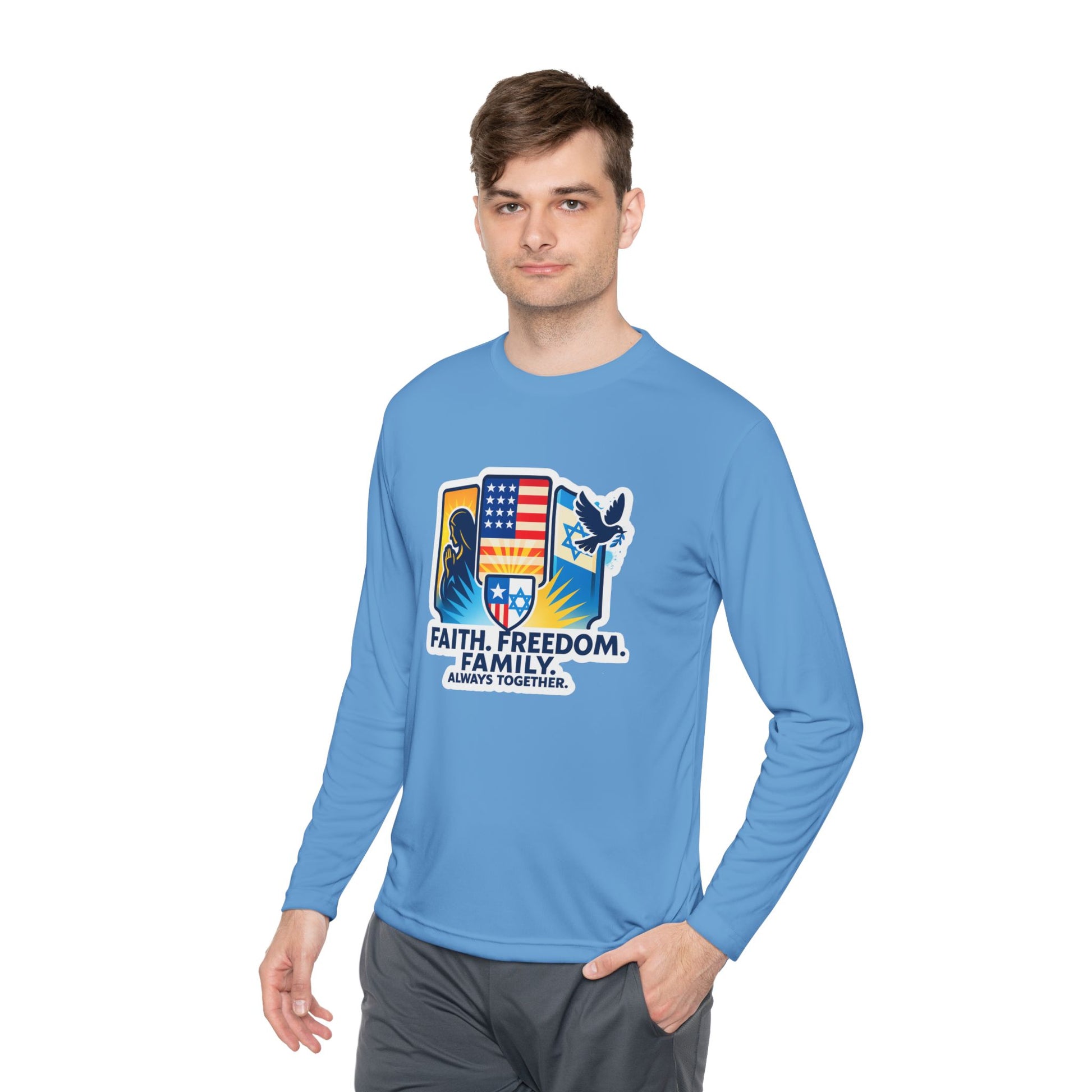 Faith Freedom Family Unisex Lightweight Long Sleeve Tee - American Zionist