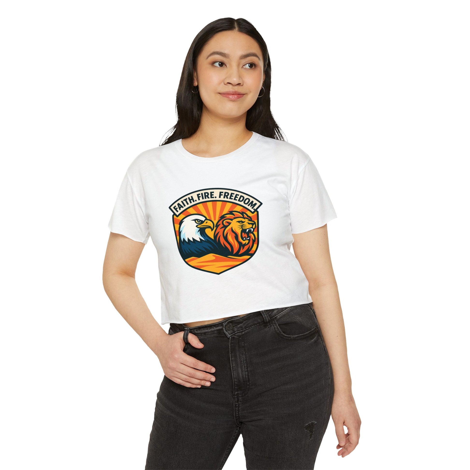 Lions Eagles Rise Women's Festival Crop Top - American Zionist