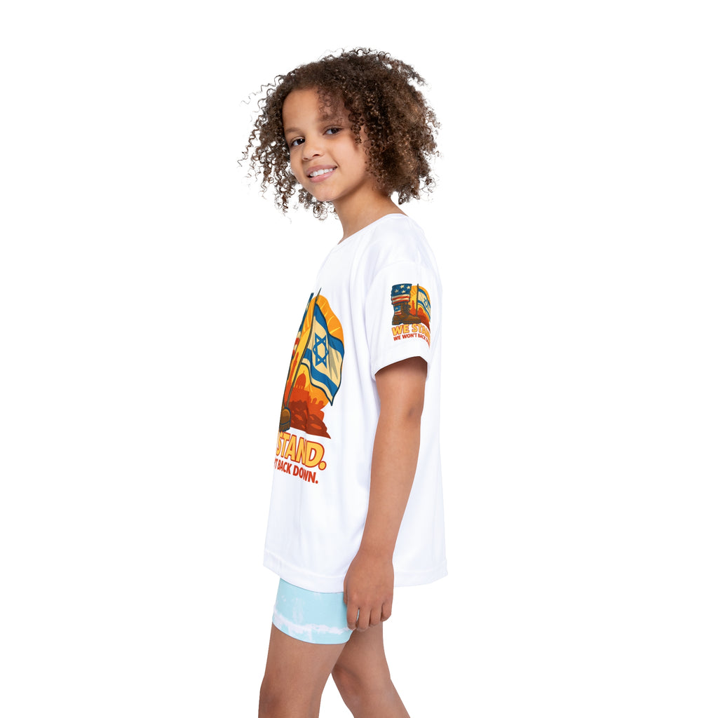 We Stand Kids Sports Jersey (AOP) - American Zionist