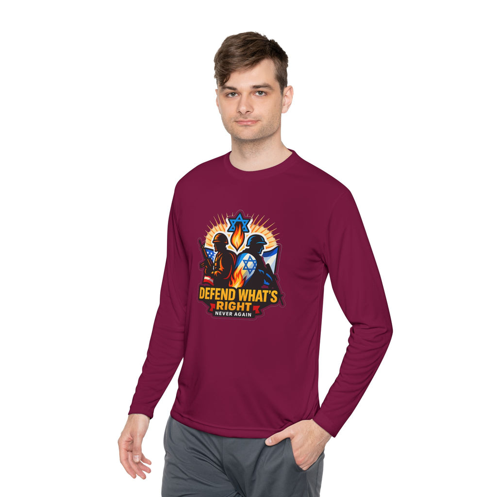 Defend What's Right Unisex Lightweight Long Sleeve Tee - American Zionist