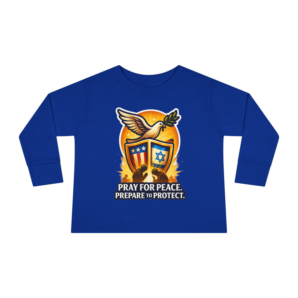 Pray For Peace Toddler Long Sleeve Tee - American Zionist