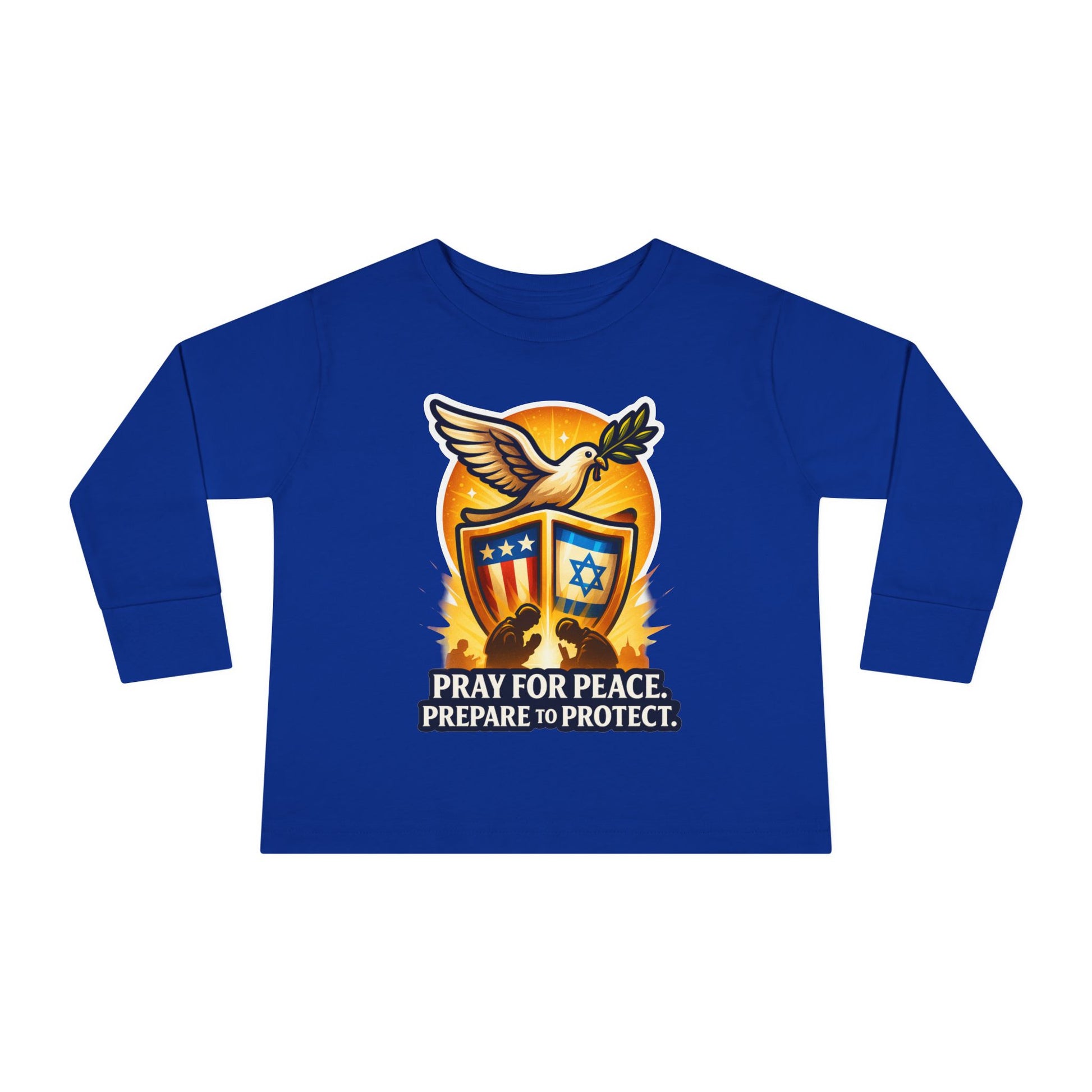 Pray For Peace Toddler Long Sleeve Tee - American Zionist