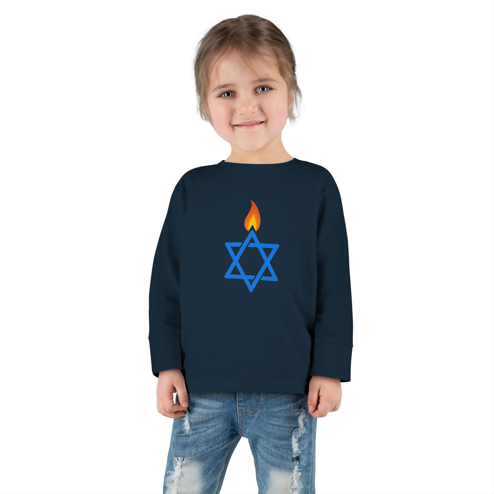 Fire Stars Of David Toddler Long Sleeve Tee - American Zionist