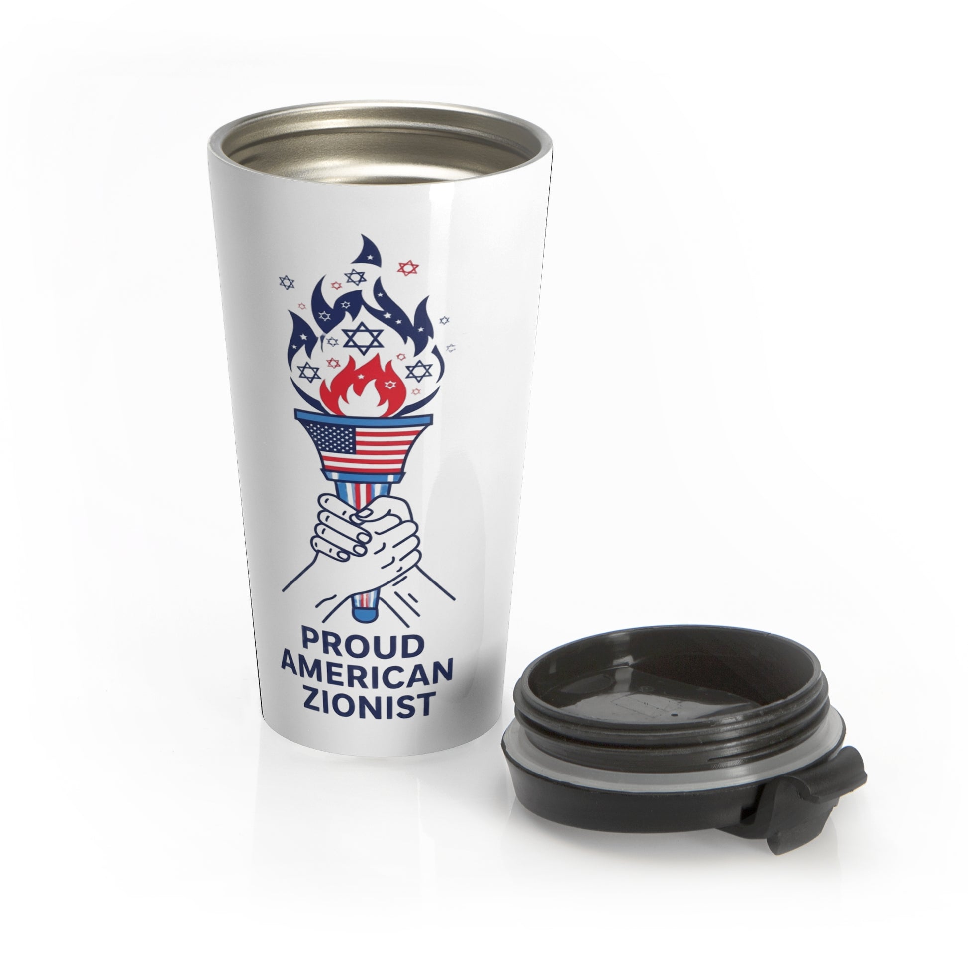 Proud American Zionist Torch Stainless Steel Travel Mug - American Zionist