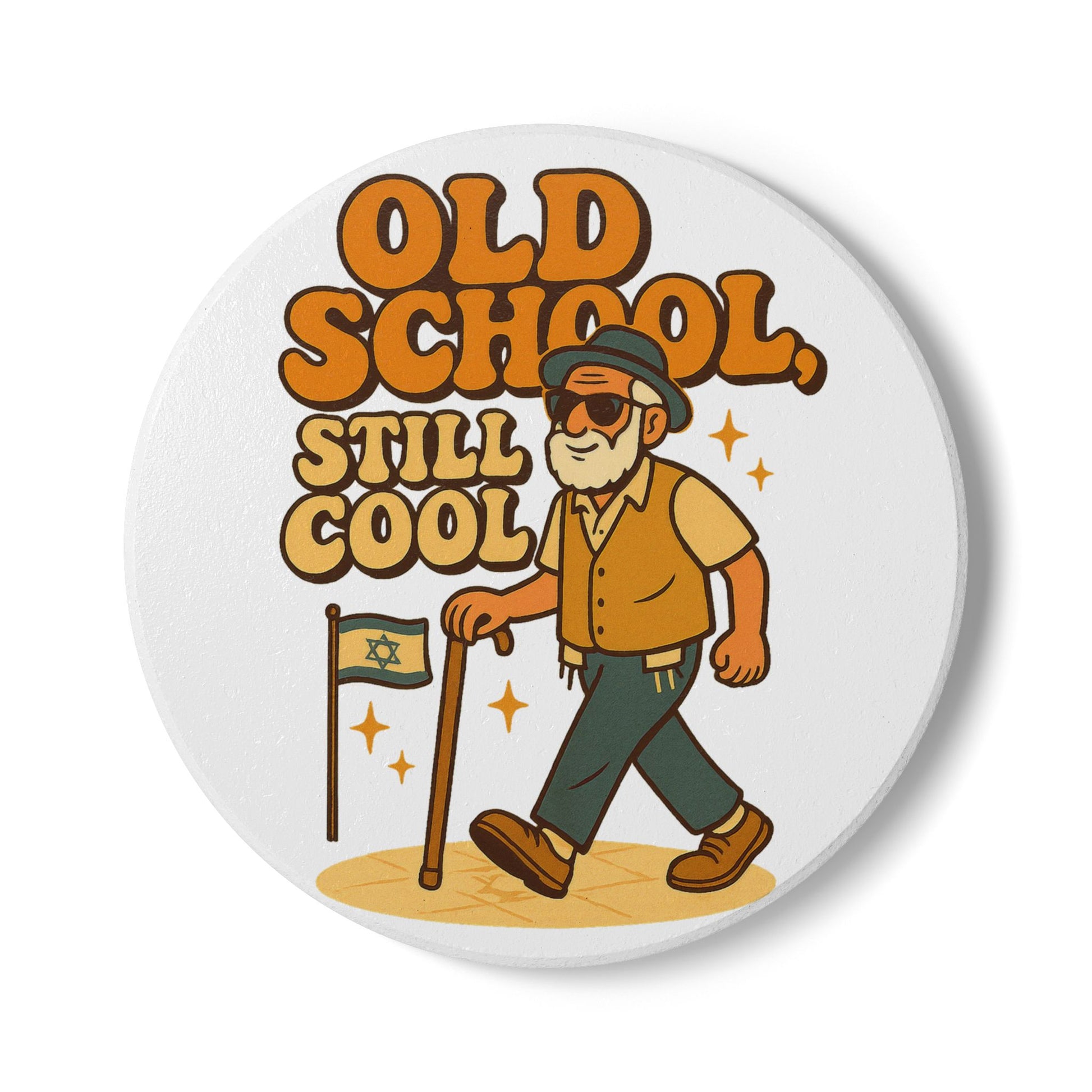 Old School Grandpa Ceramic Coaster - American Zionist