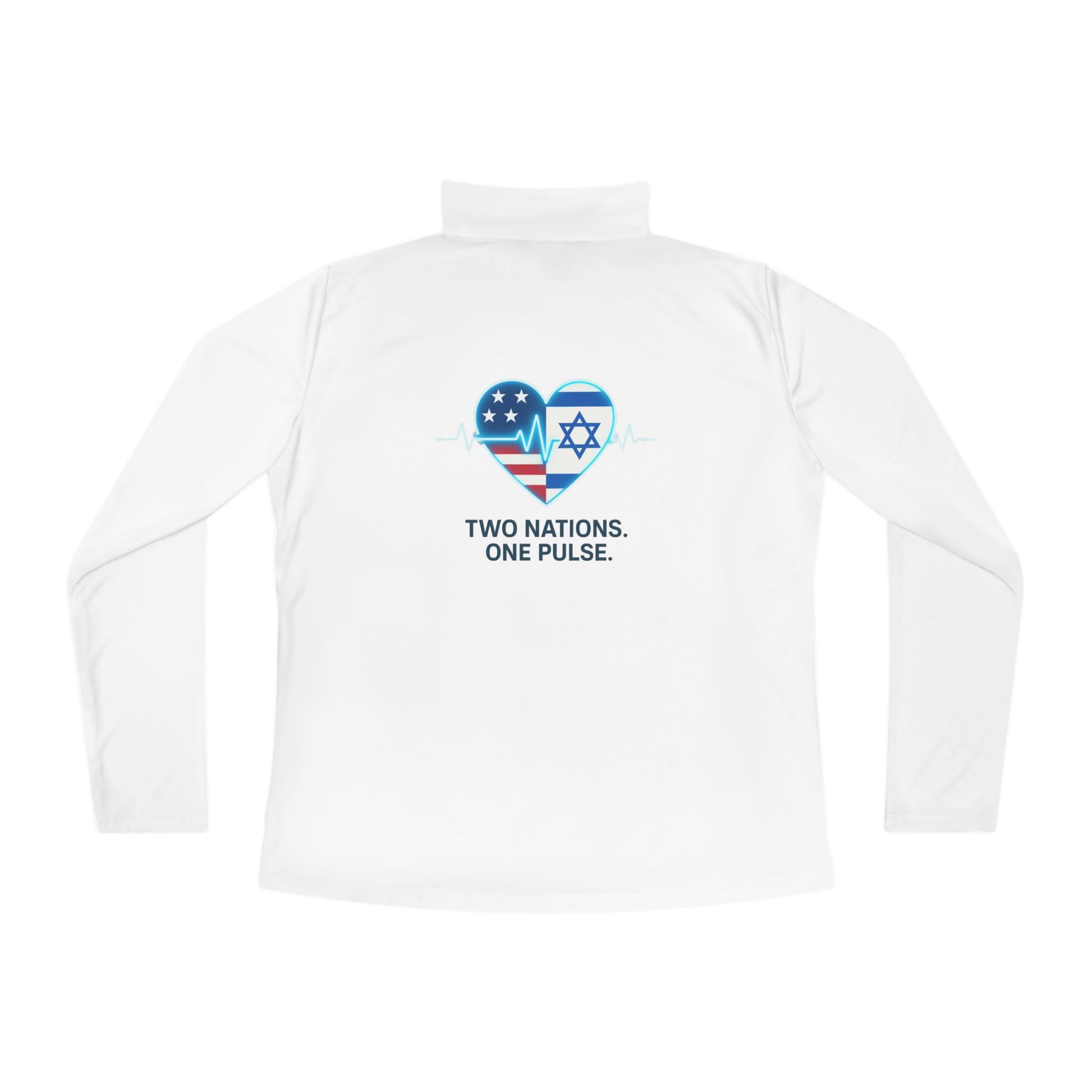 Two Nations. One Pulse Ladies Quarter - Zip Pullover - American Zionist