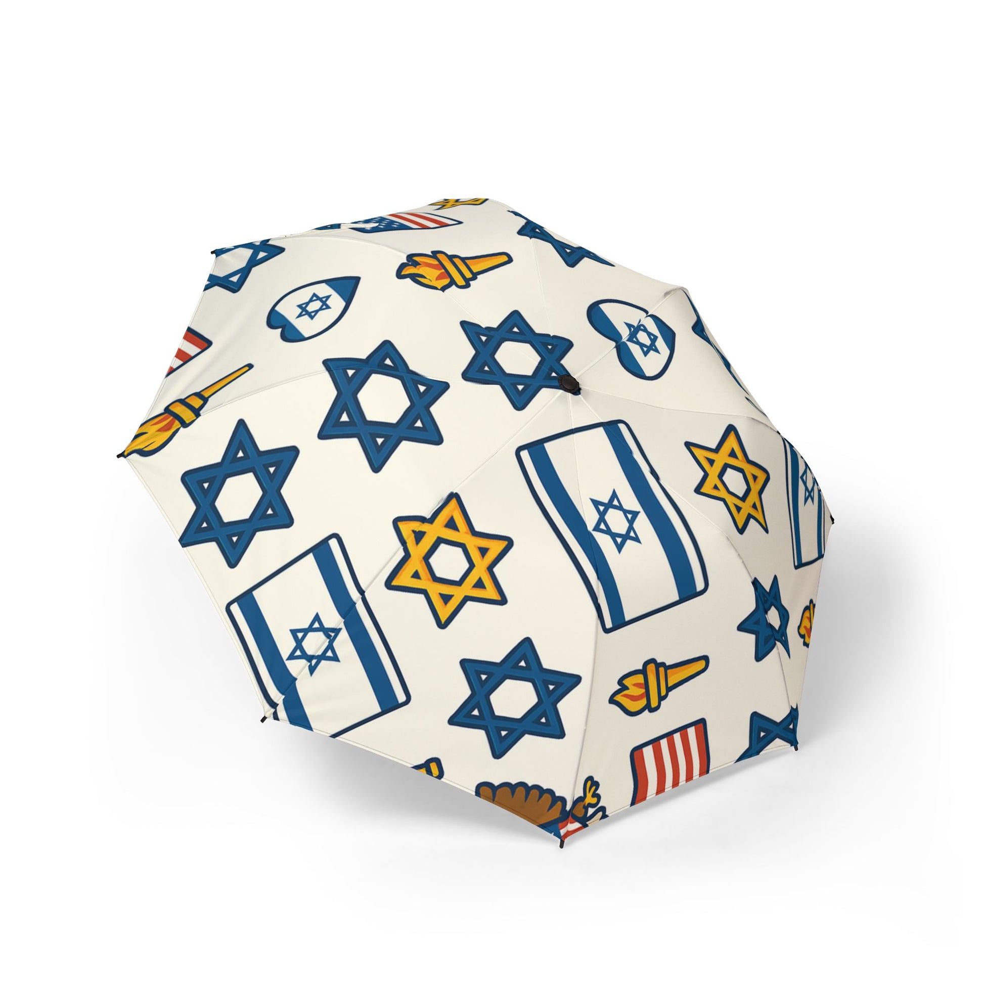 Symbols of Shared Freedom Semi - Automatic Foldable Umbrella - American Zionist