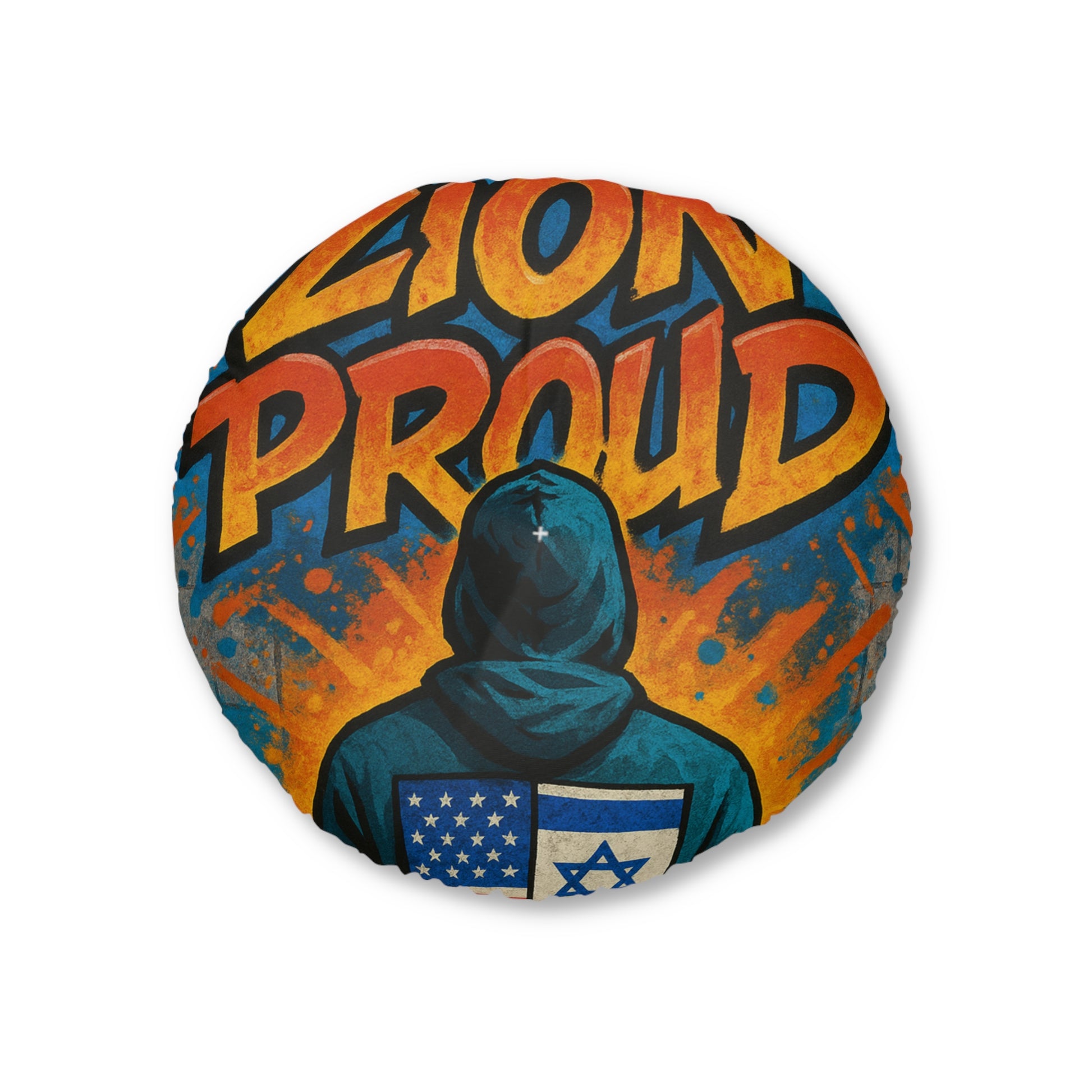 Zion Proud Tufted Floor Pillow, Round - American Zionist