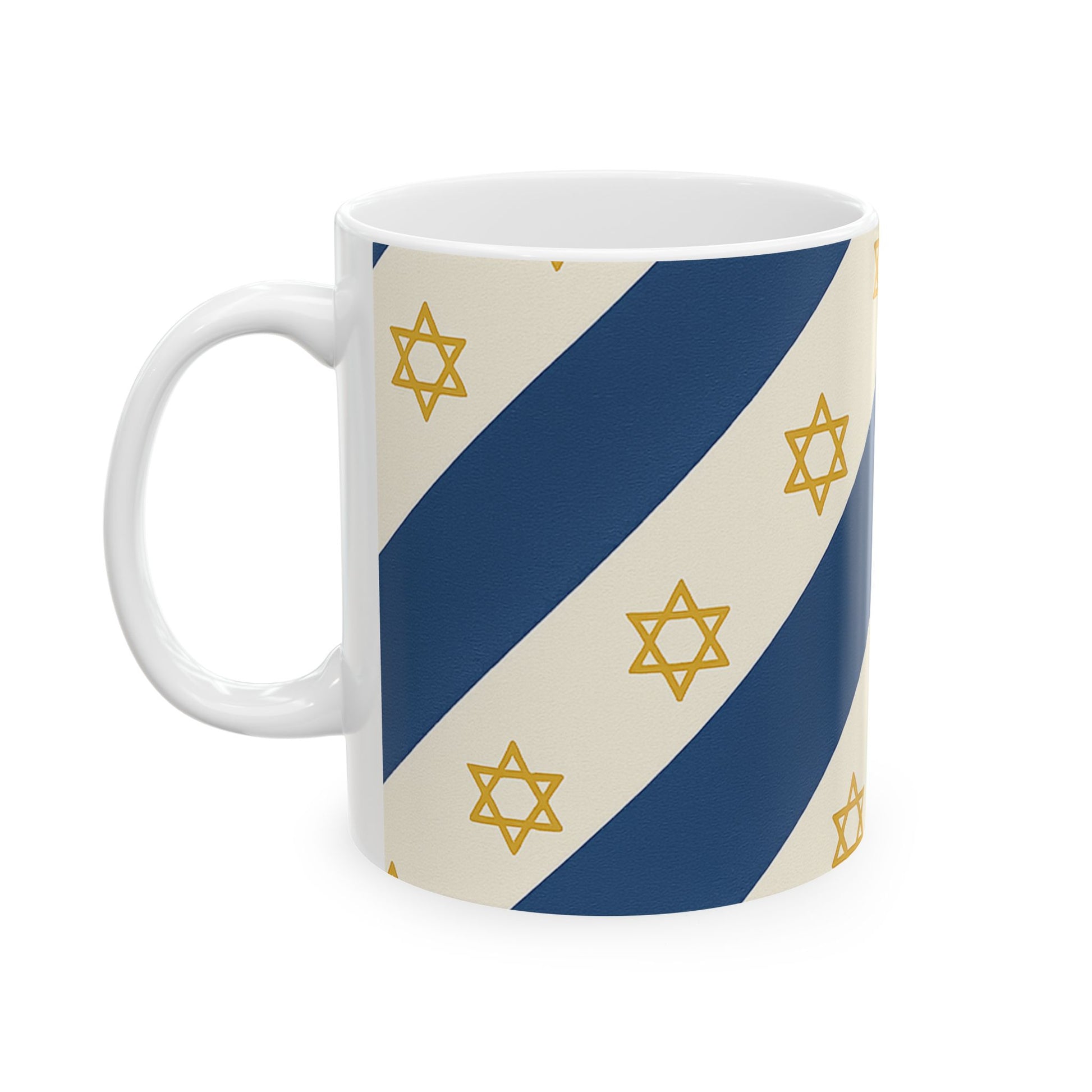 Israel Regalia Stripe Ceramic Mug, (11oz, 15oz) - American Zionist