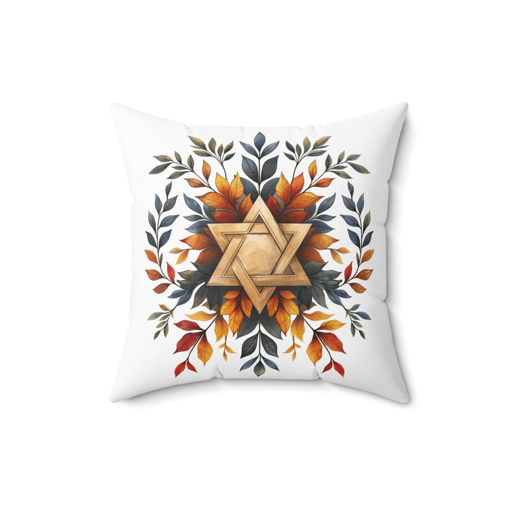 Star Of David Wreath Spun Polyester Square Pillow - American Zionist