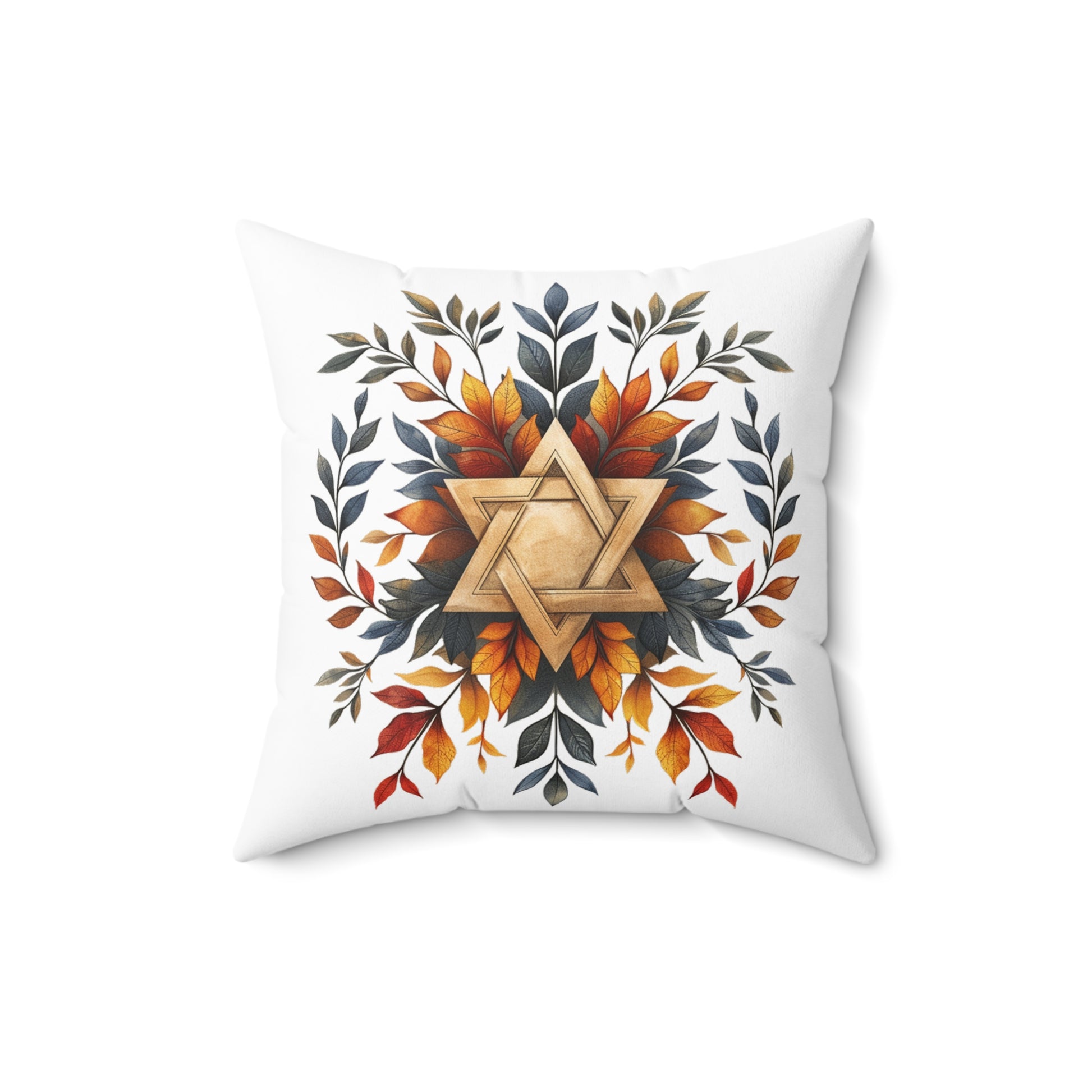 Star Of David Wreath Spun Polyester Square Pillow - American Zionist