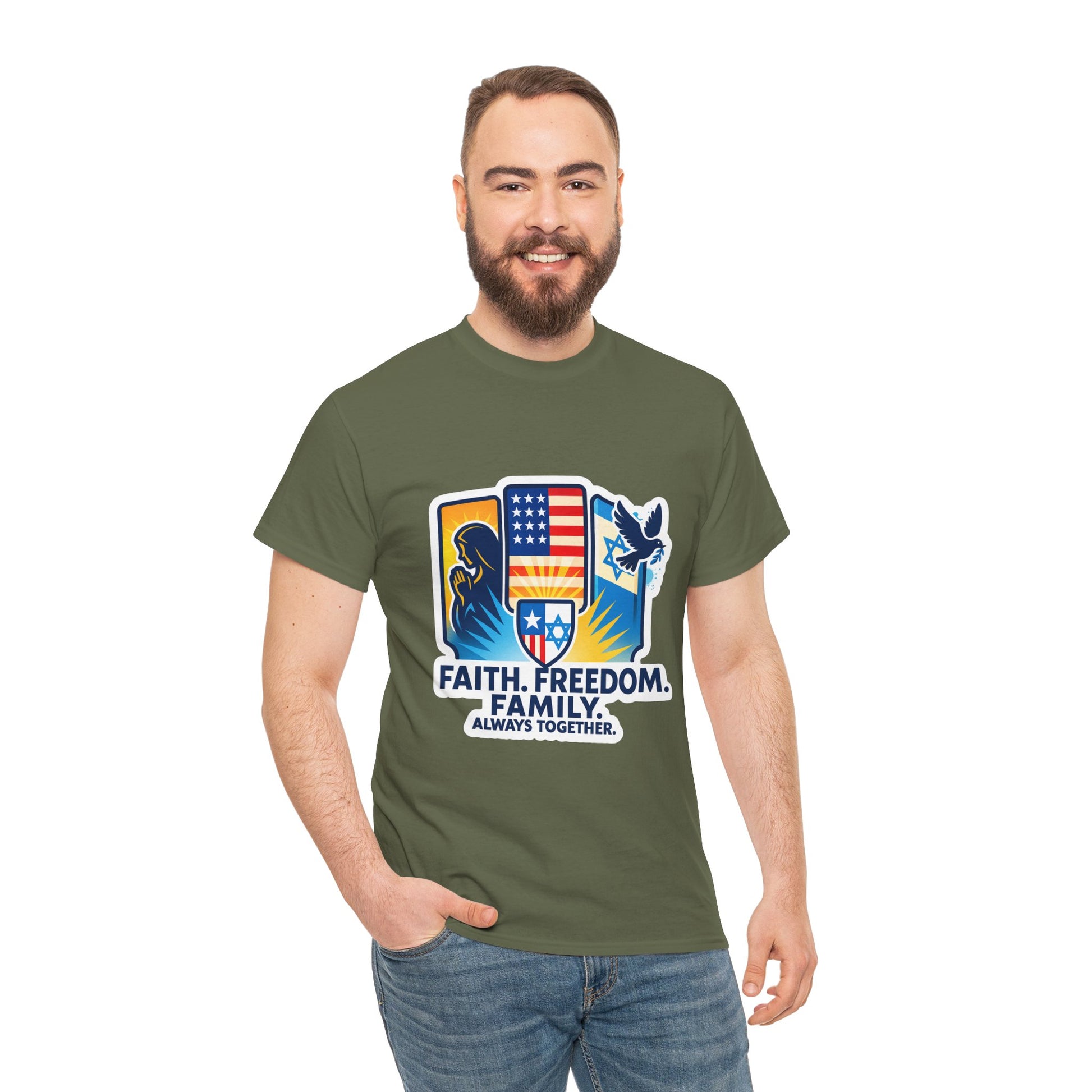 Shield Of Togetherness Unisex Heavy Cotton Tee - American Zionist