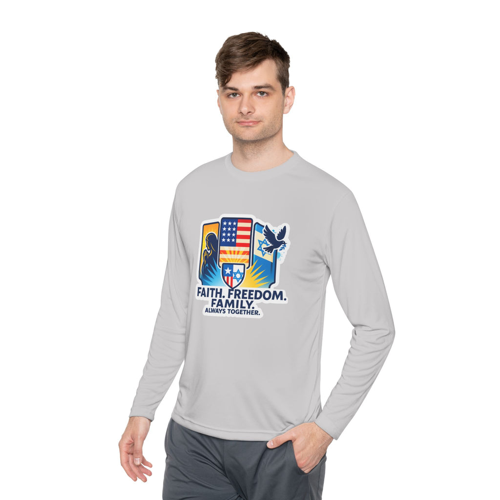 Faith Freedom Family Unisex Lightweight Long Sleeve Tee - American Zionist