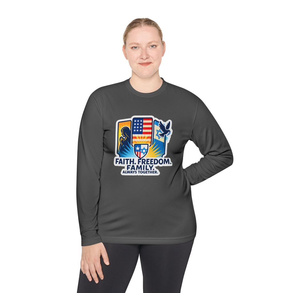 Faith Freedom Family Unisex Lightweight Long Sleeve Tee - American Zionist