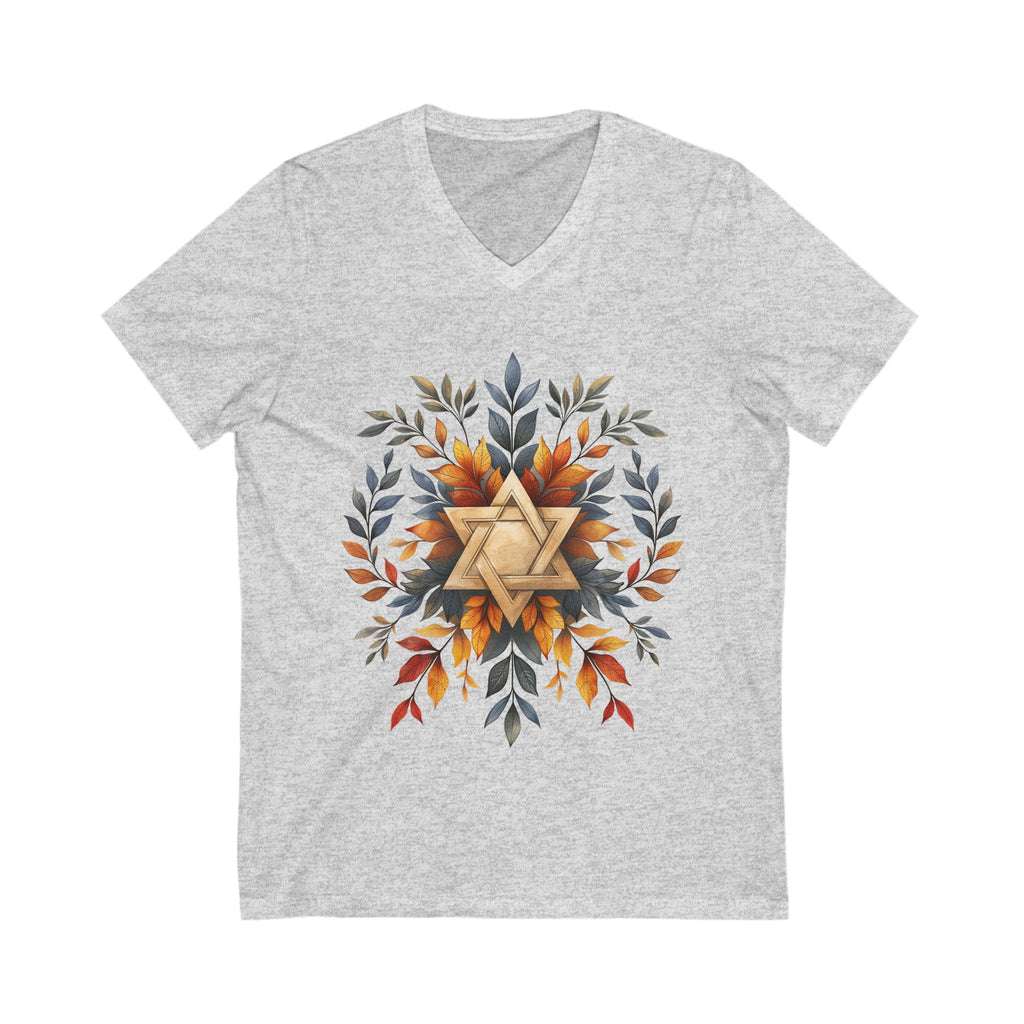 Star of David Wreath Unisex Jersey Short Sleeve V - Neck Tee - American Zionist