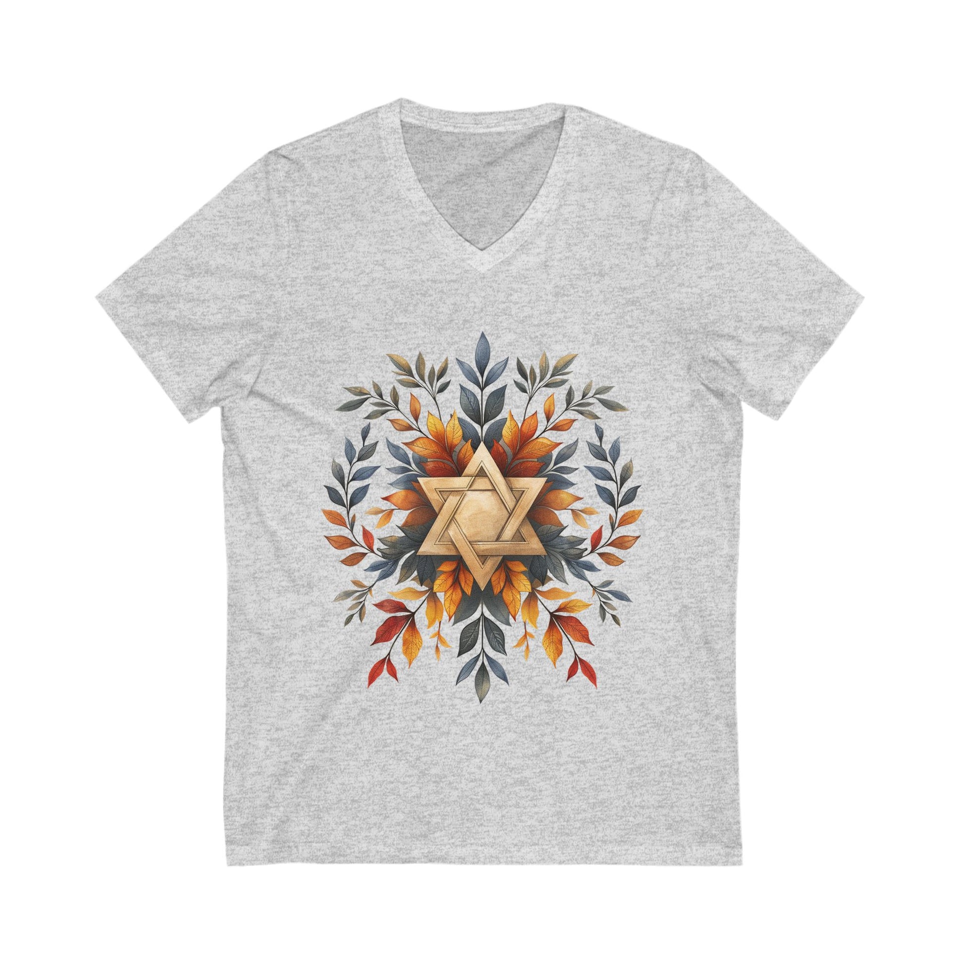 Star of David Wreath Unisex Jersey Short Sleeve V - Neck Tee - American Zionist