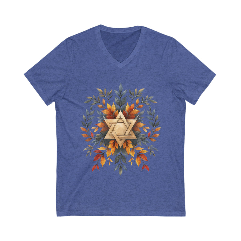 Star of David Wreath Unisex Jersey Short Sleeve V - Neck Tee - American Zionist