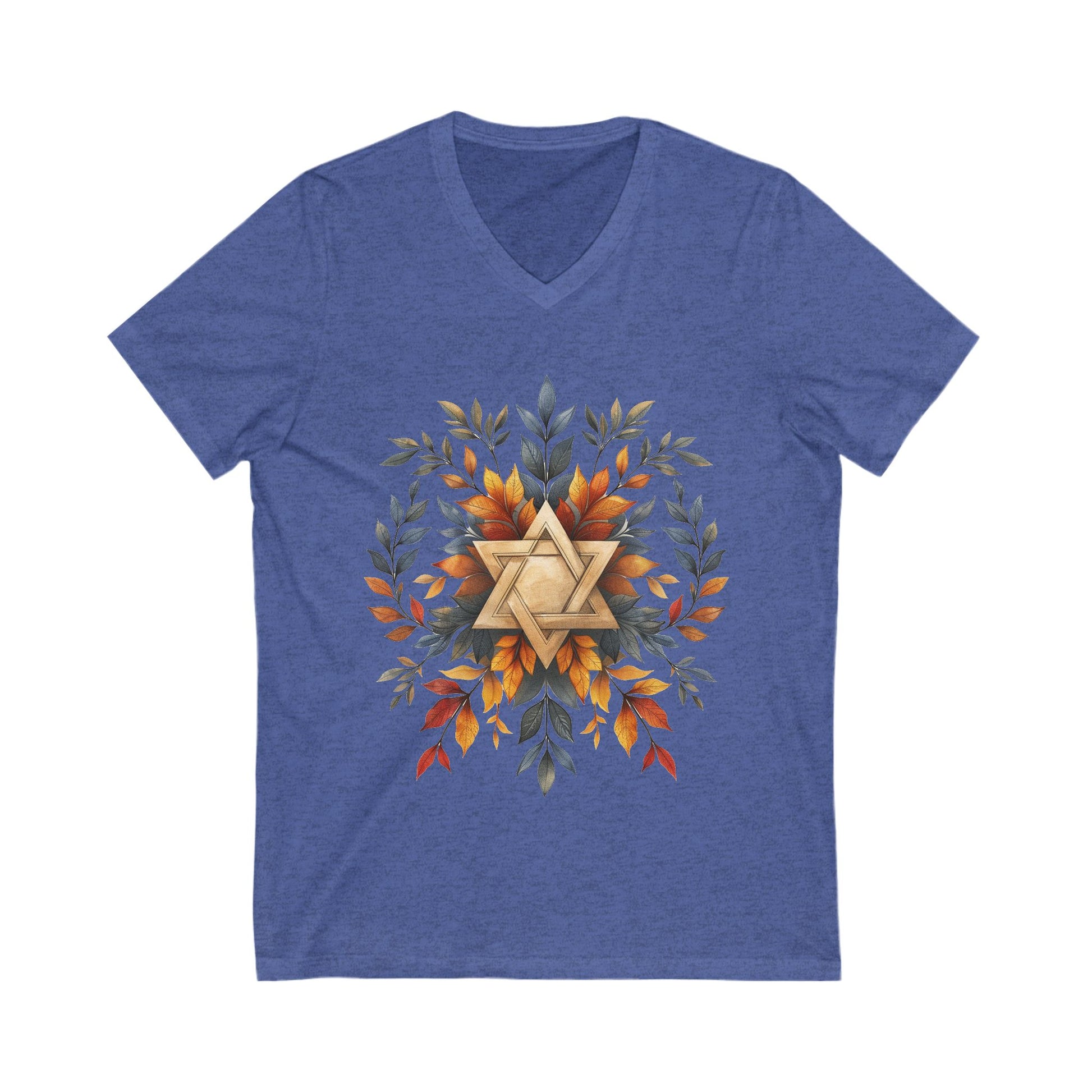 Star of David Wreath Unisex Jersey Short Sleeve V - Neck Tee - American Zionist